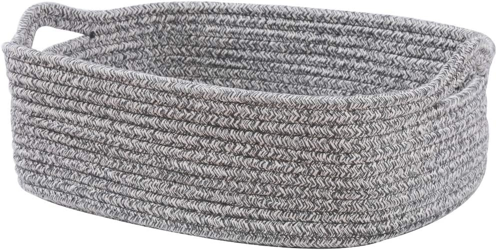 Woven Cotton Rope Storage Basket, (14.5"X 11"X 5") Cube Changing Table Organizer for Closet Towels, Baby Nursery Bin, Small Dog Cat Toy Box, Gift Baskets Empty by CIKI HOME