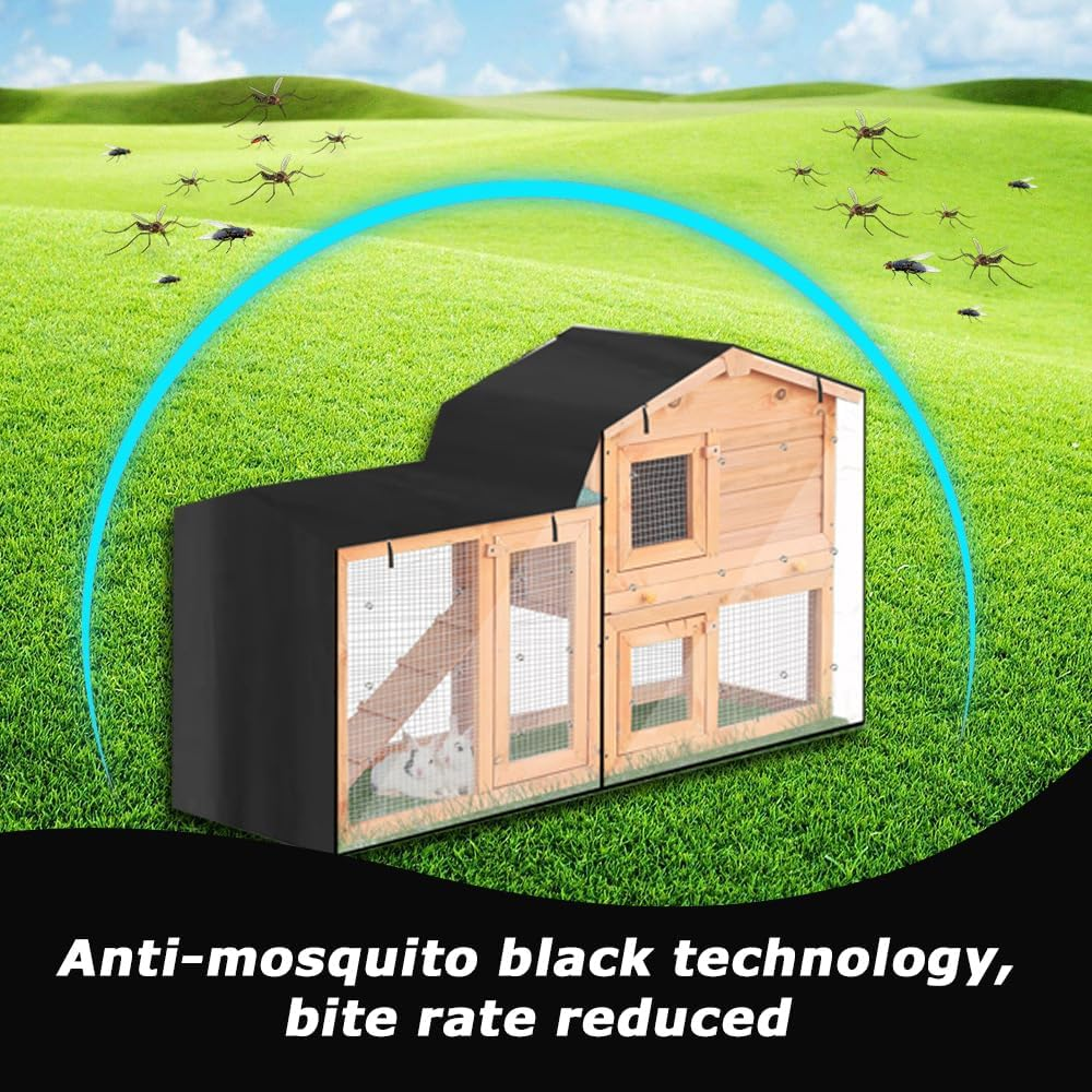 Small Animal Cage Cover,Bird Cage Cover,Rabbit Dust Cover,Pet House Dust,For Night Waterproof Windshield Light Proof Parrot Cage Cover Breathable Washable(Black) image number 5