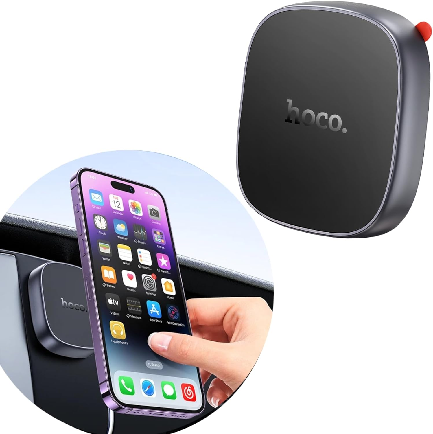 Magnetic Mobile Phone Holder Car Mobile Phone Holder Suitable for Apple Iphone 17 Air 16 Pro Max 16E 15 14 13 12 11 Mini plus X Xs XR 7 8 SE SE2 SE3 Magnetic Smartphone Holder with Metal Plate image number 2