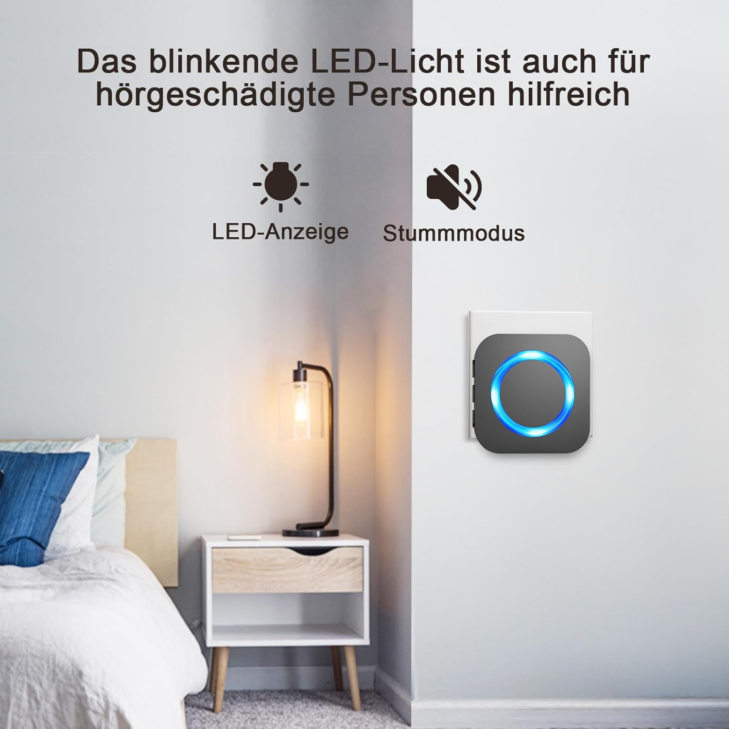 SURFOU Wireless Doorbell, Outdoor Wireless Waterproof Doorbell, 400 M Wireless Range, Front Door Bell with 3 Plug-In Receivers, 55 Ringtones, 5 Volumes, Front Doorbell, Black image number 5