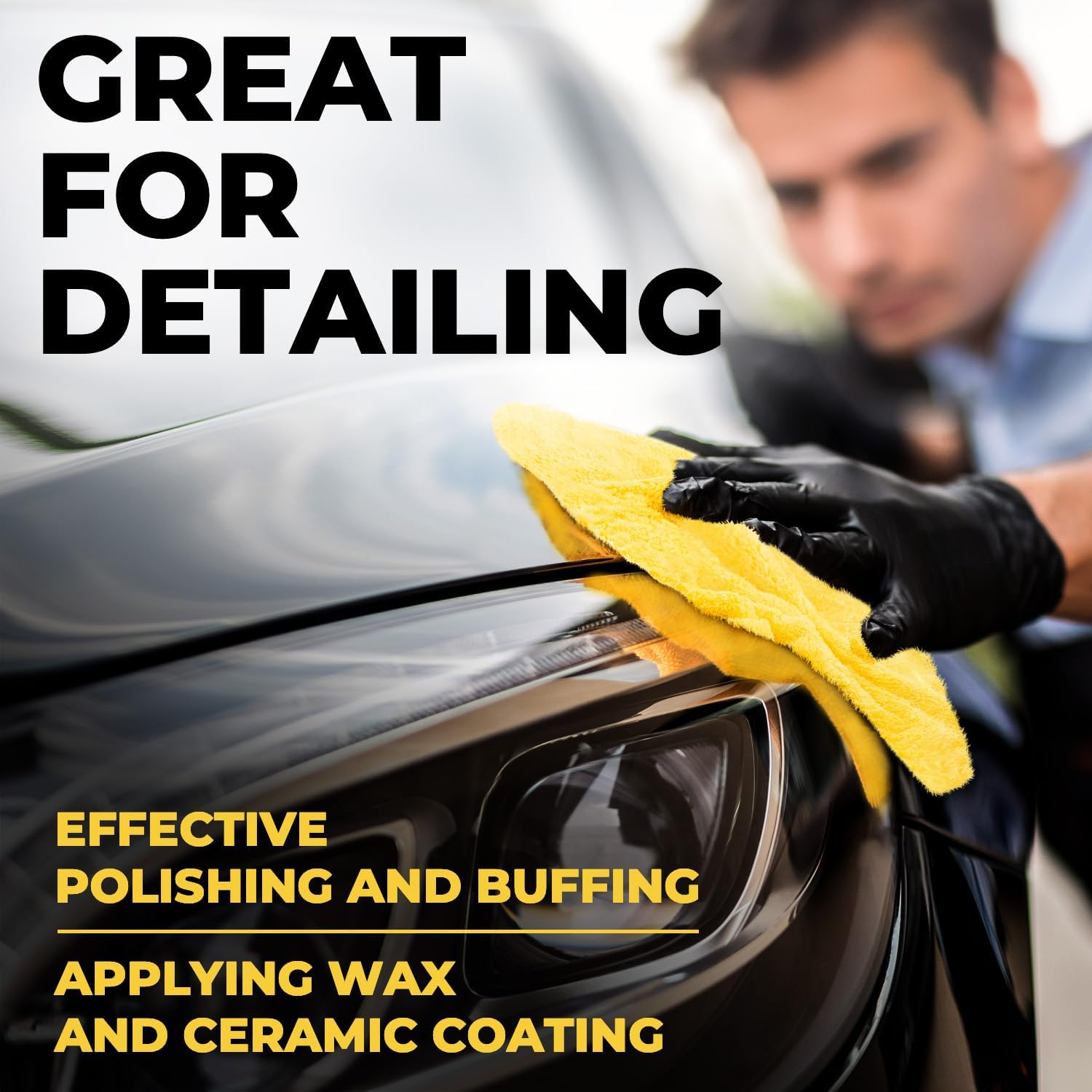 Microfiber Towels for Cars - Edgeless Microfiber Towel - Compact 12"X12" Car Drying Towel - 540Gsm - Microfiber Cleaning Cloth for Cars - Car Wash Stuff - 6 Pack image number 1