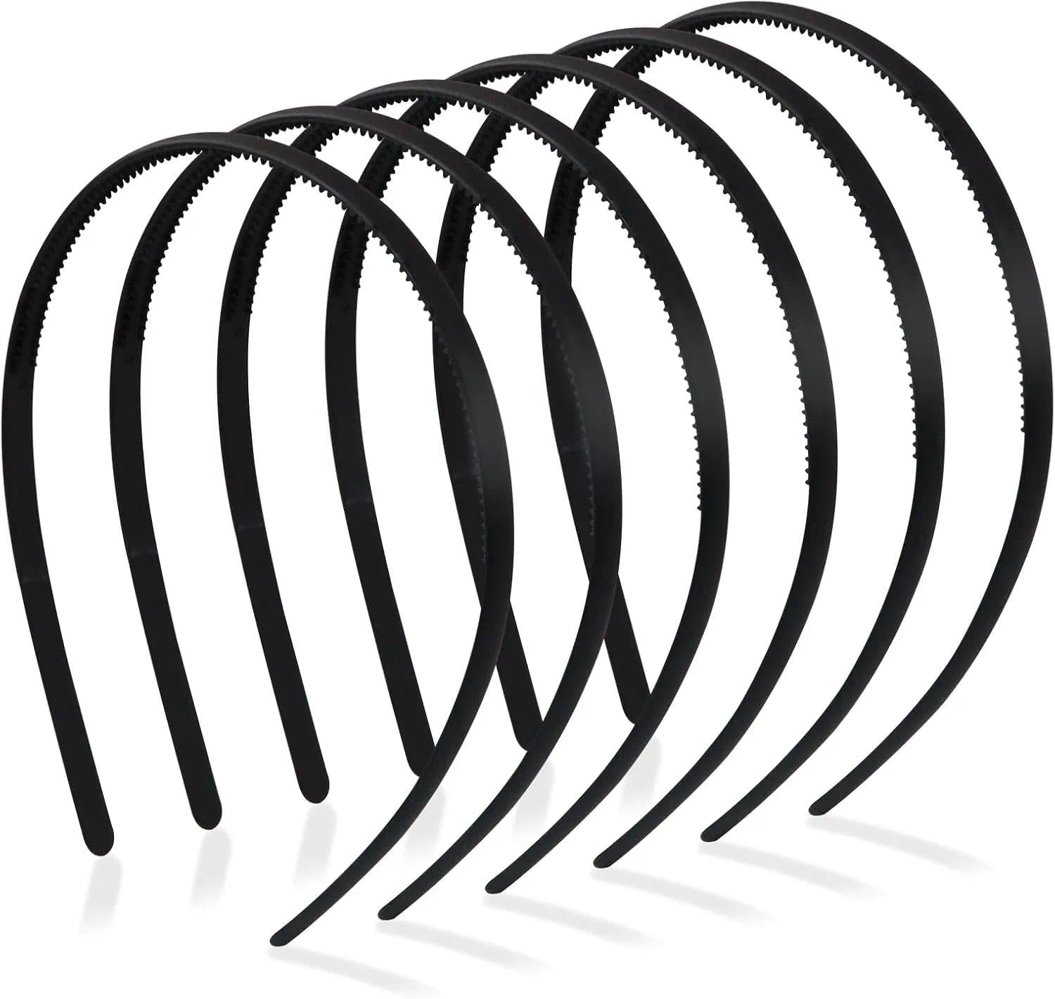 6 Pack Plastic Hair Band Headband, Black Non-Slip Skinny Hairband for Men and Women, Durable Elastic Hair Hoop with Inner Teeth for Daily Wear by Unron image number 2