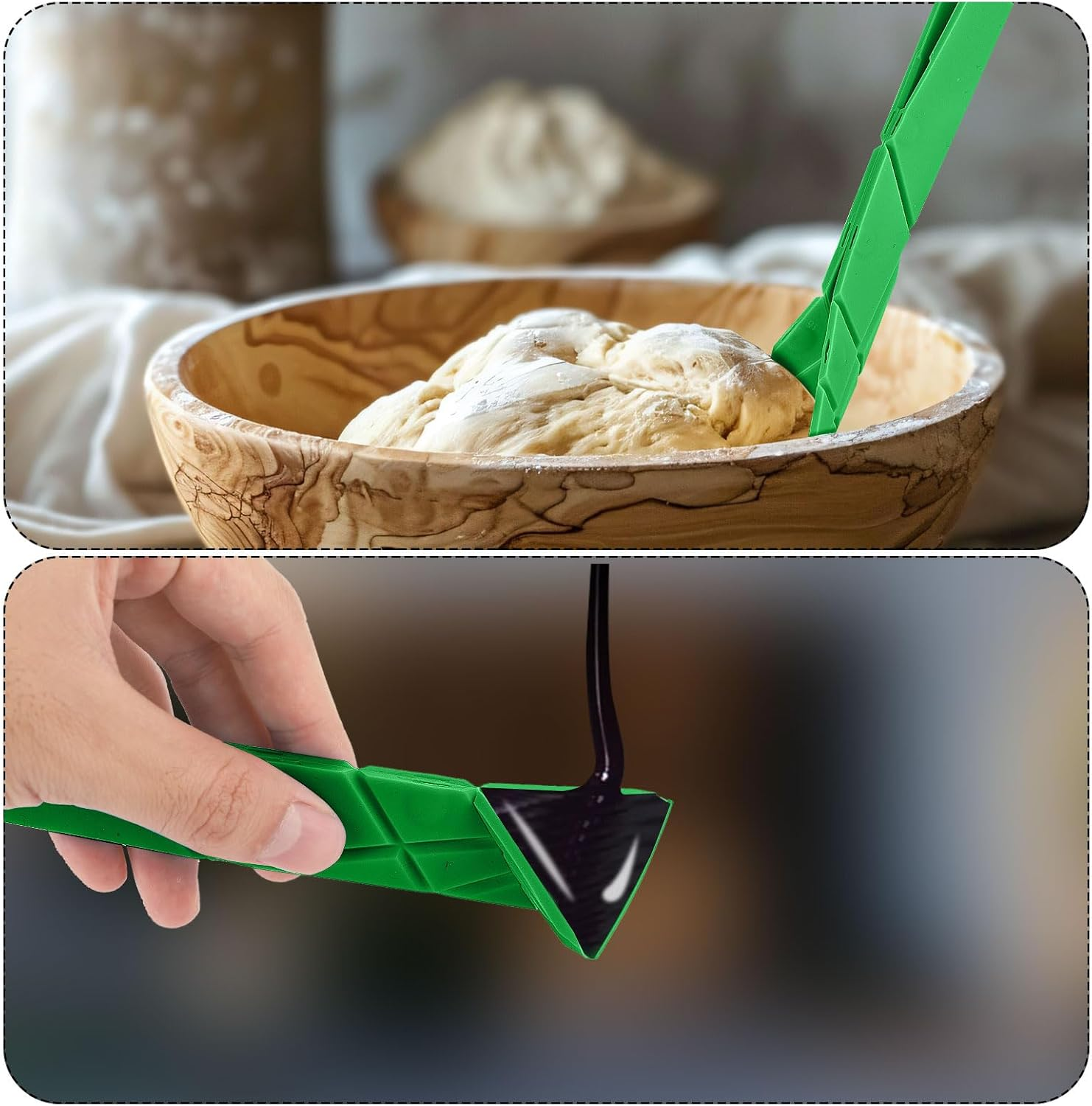 2Pcs 3-In-1 Polygons Measuring Spoon, 6 Different Sizes Foldable Flat Magnetic Measuring Spoons for Liquid Dry Ingredients Multifunctional Kitchen Gadgets (Green) image number 1