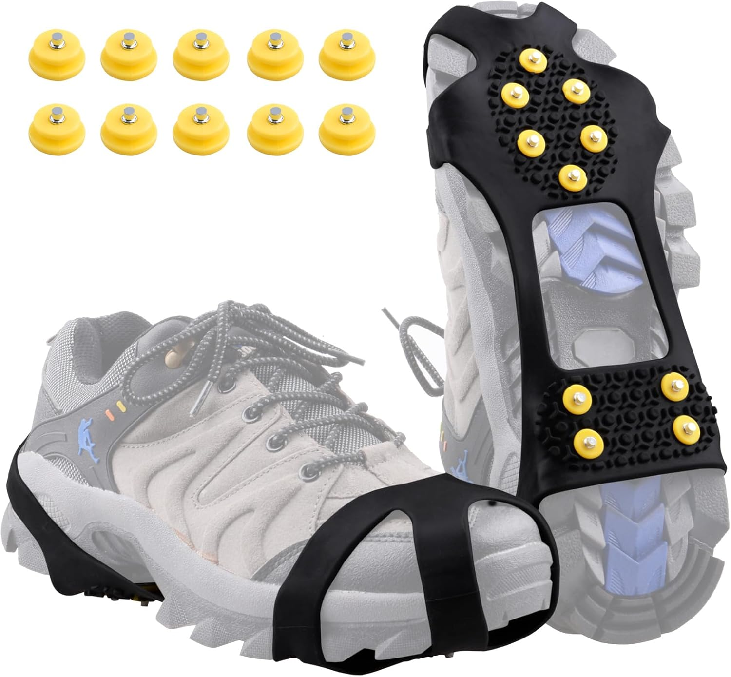 Azarxis Walk Traction Ice Cleat Spikes Crampons with 10 Spikes Snow Grips Stretch Footwear Traction for Walking, Jogging, Climbing, Hiking on Snow and Ice image number 5