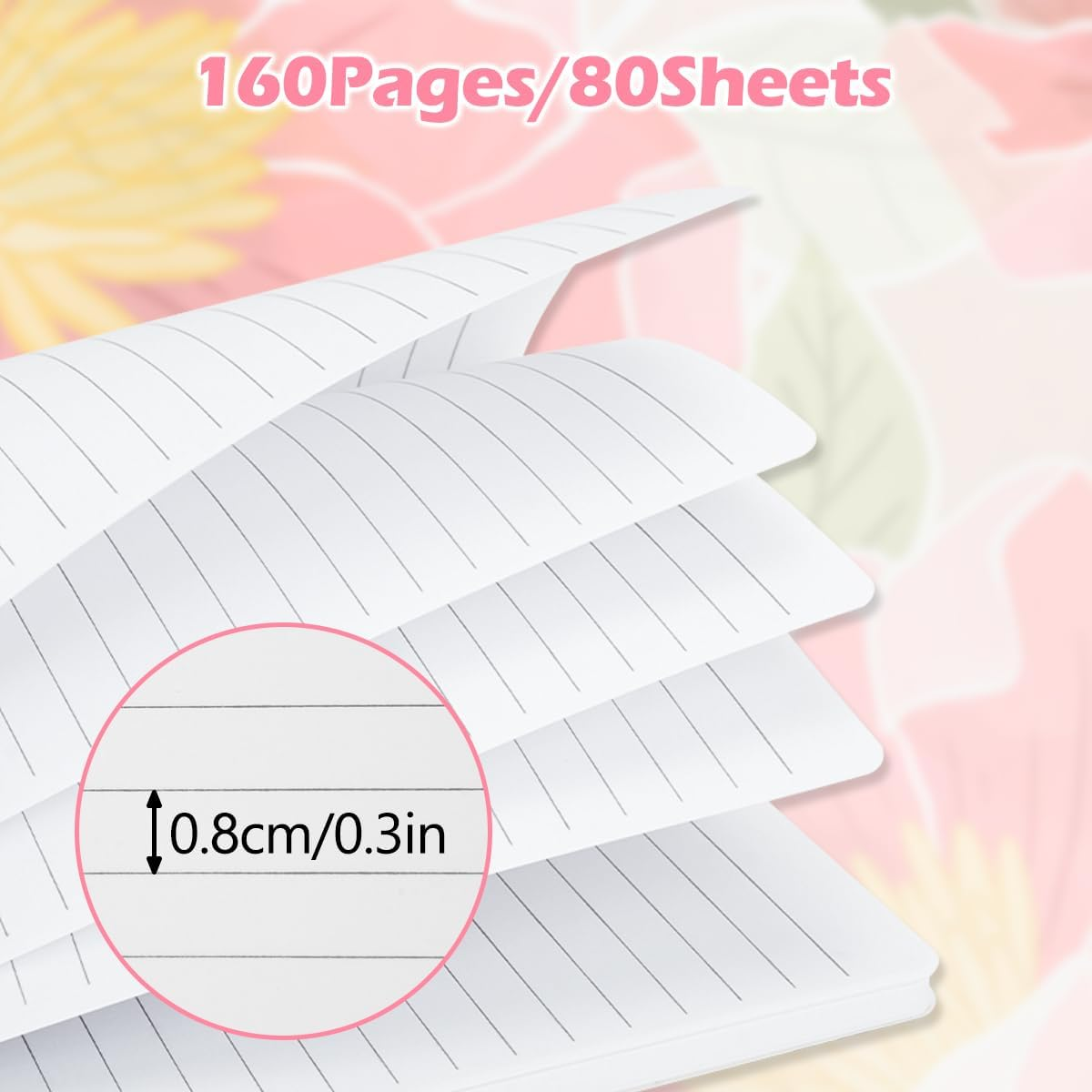 4 Pack A5 Spiral Notebook with 60 Pcs Tabs, Flower Design Line Journal, Hardcover Subject Notebook College Ruled, 80 Sheets/160 Pages Thick Paper Smooth Writing Aesthetic for School Students Women image number 4