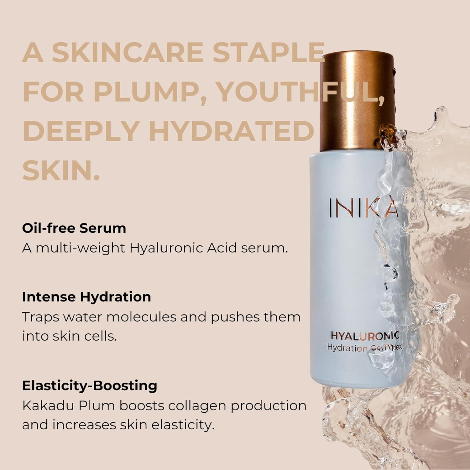 INIKA Hyaluronic Hydration Complex | Clinically Proven. 100% Natural. Lightweight, Oil-Free Serum Boosts Hydration, Protects Skin Barrier and Minimizes Fine Lines + Wrinkles. 30Ml image number 4