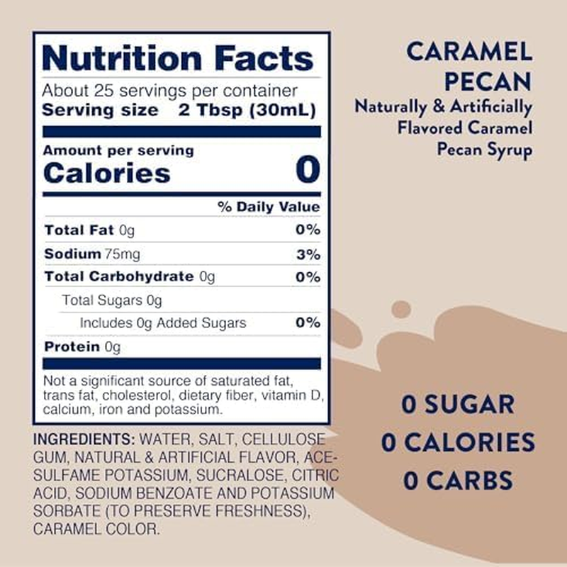 Jordan'S Skinny Syrups Sugar Free Coffee Syrup, Caramel Pecan Flavor Drink Mix, Zero Calorie Flavoring for Chai Latte, Protein Shake, Food & More, Gluten Free, Keto Friendly, 25.4 Fl Oz, 2 Pack image number 6