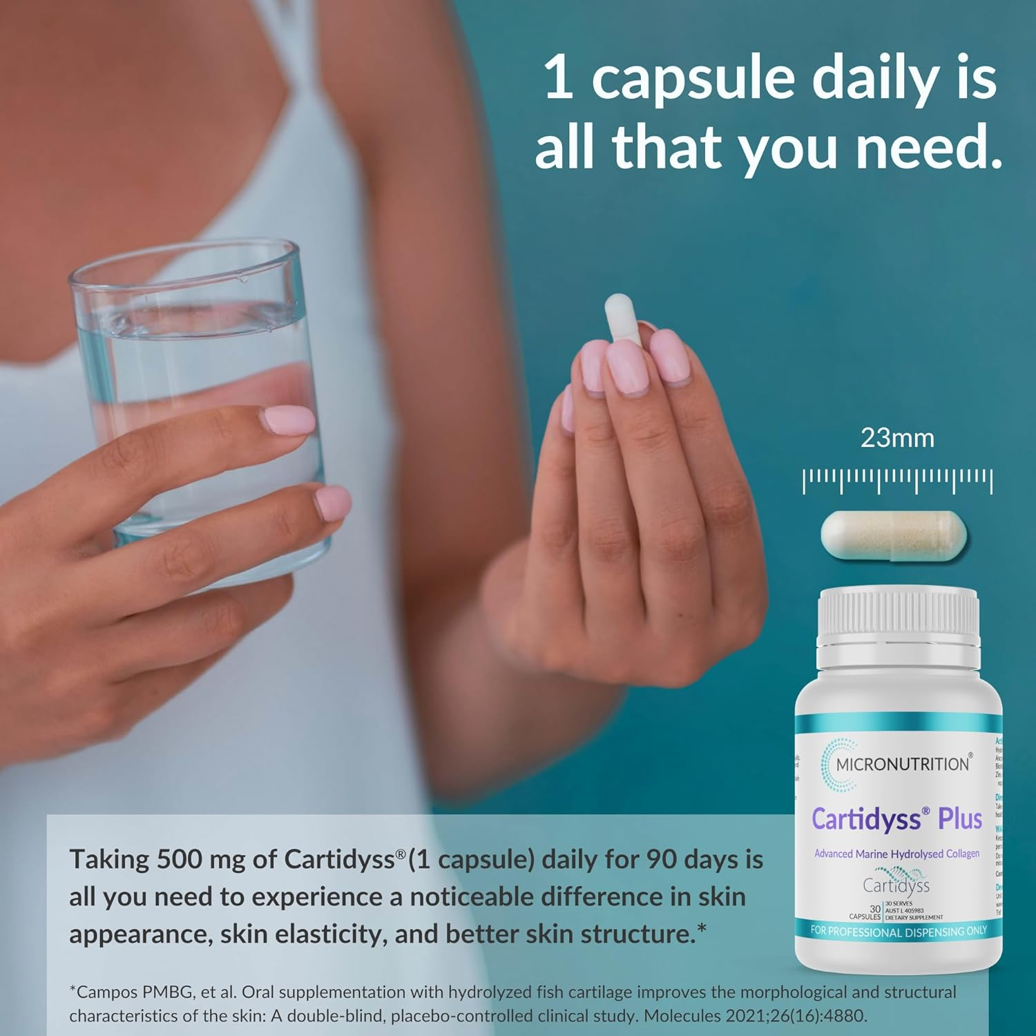 MICRONUTRITION Marine Collagen Supplement Capsules (30 Day Supply, 500 Mg per Serving) Cartidyss plus Hydrolysed Collagen Type 2 with Biotin, Vitamin C, and Zinc - Hair, Skin, Nails & Joints image number 4