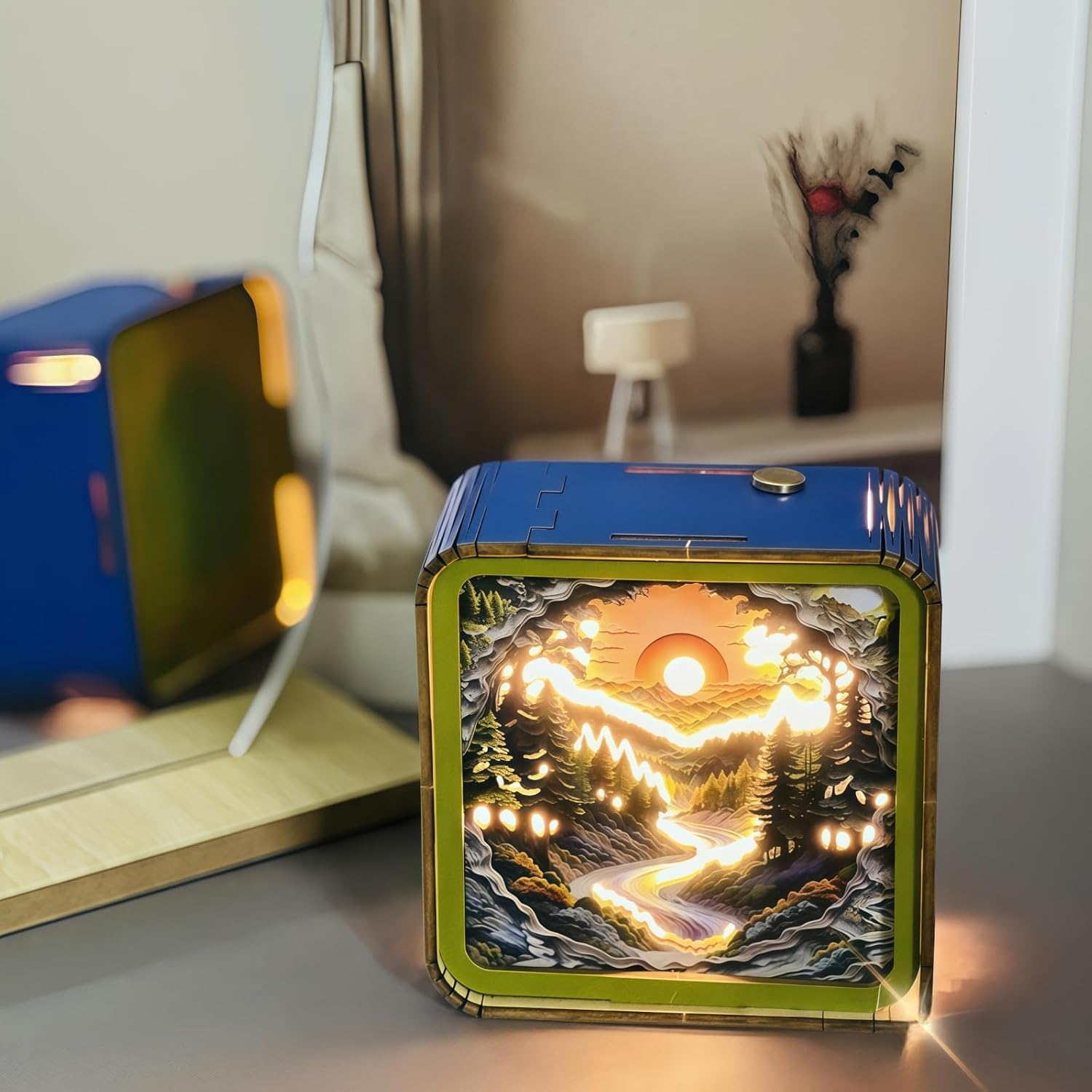 3D Wooden Puzzles Night Light, DIY Wooden Puzzles for Adults, Wood 3D Jigsaw Puzzle, Eye Care Night Light with Touchable Switch, Personalized Gifts for Family Friend DIY Puzzle Lover image number 3