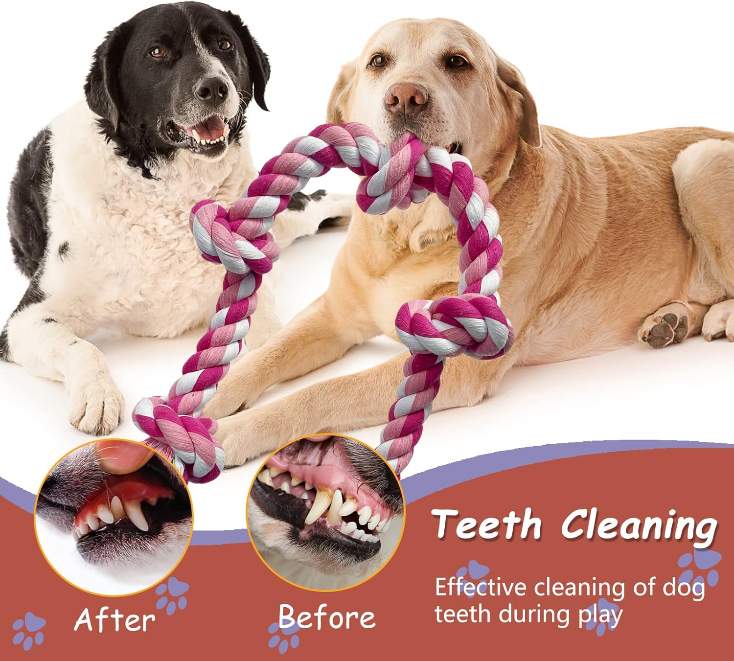 Lmlpt Dog Rope Toy for Large Aggressive Chewers, Heavy Duty Rope Chew Toy Indestructible Tough Tug of War Pink Dog Toys,3 Feet 5 Knots Interactive Cotton Ropes Toys for Large Breeds Teeth Cleaning - Blue image number 5