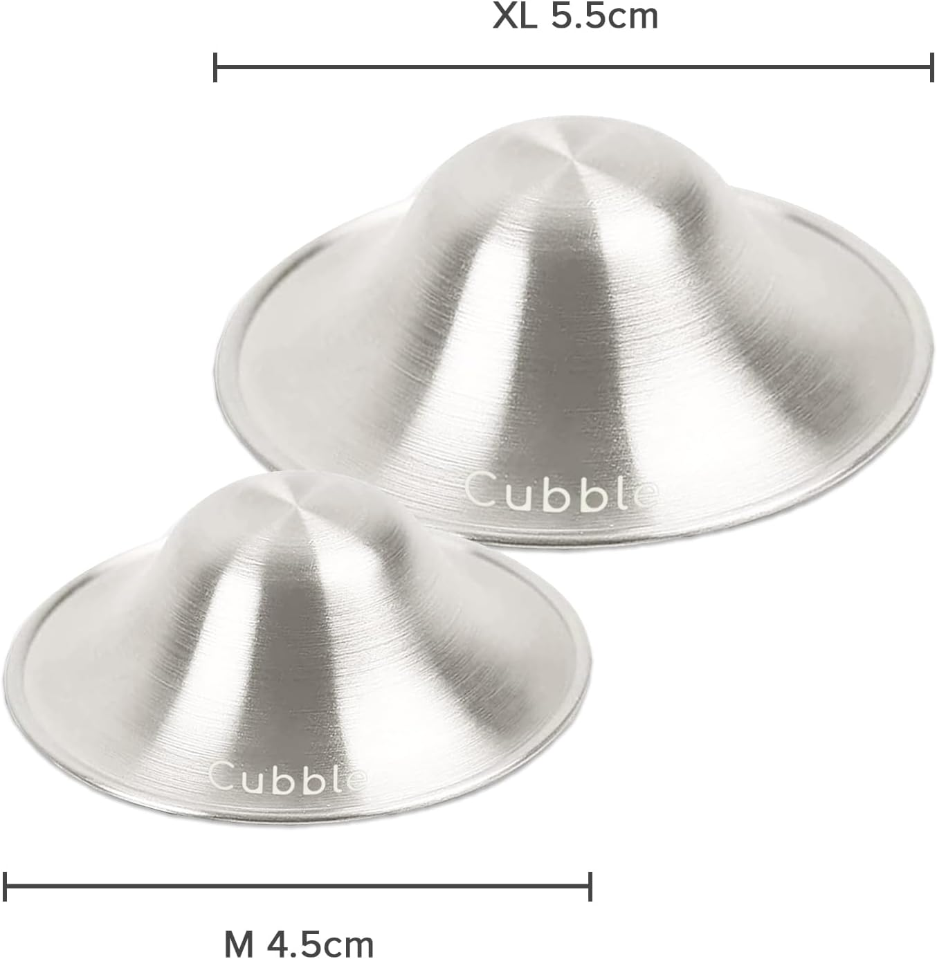 999 Silver Nursing Cups, Nipple Covers to Soothe Nipples for Breastfeeding Moms, Original Natural Silver Nipple Shield | One Pair (M (4.5Cm)) image number 1