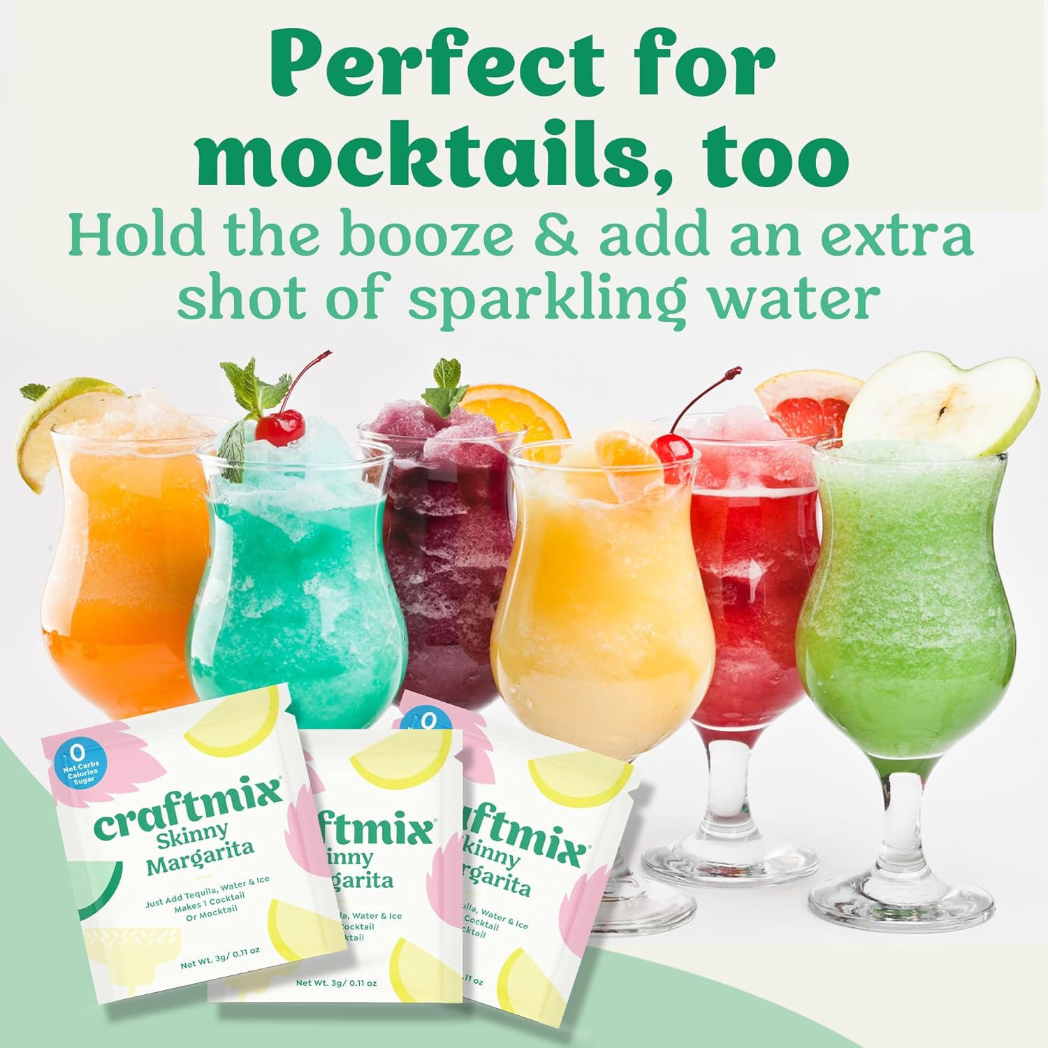 Craftmix Skinny Margarita Cocktail Mixers - Makes 12 Drinks - Zero Sugar, Zero Net Carbs, Zero Calories Mocktail Drink Mixers - Real Fruit - Vegan, Non-Gmo, Dairy Free, Gluten Free image number 1