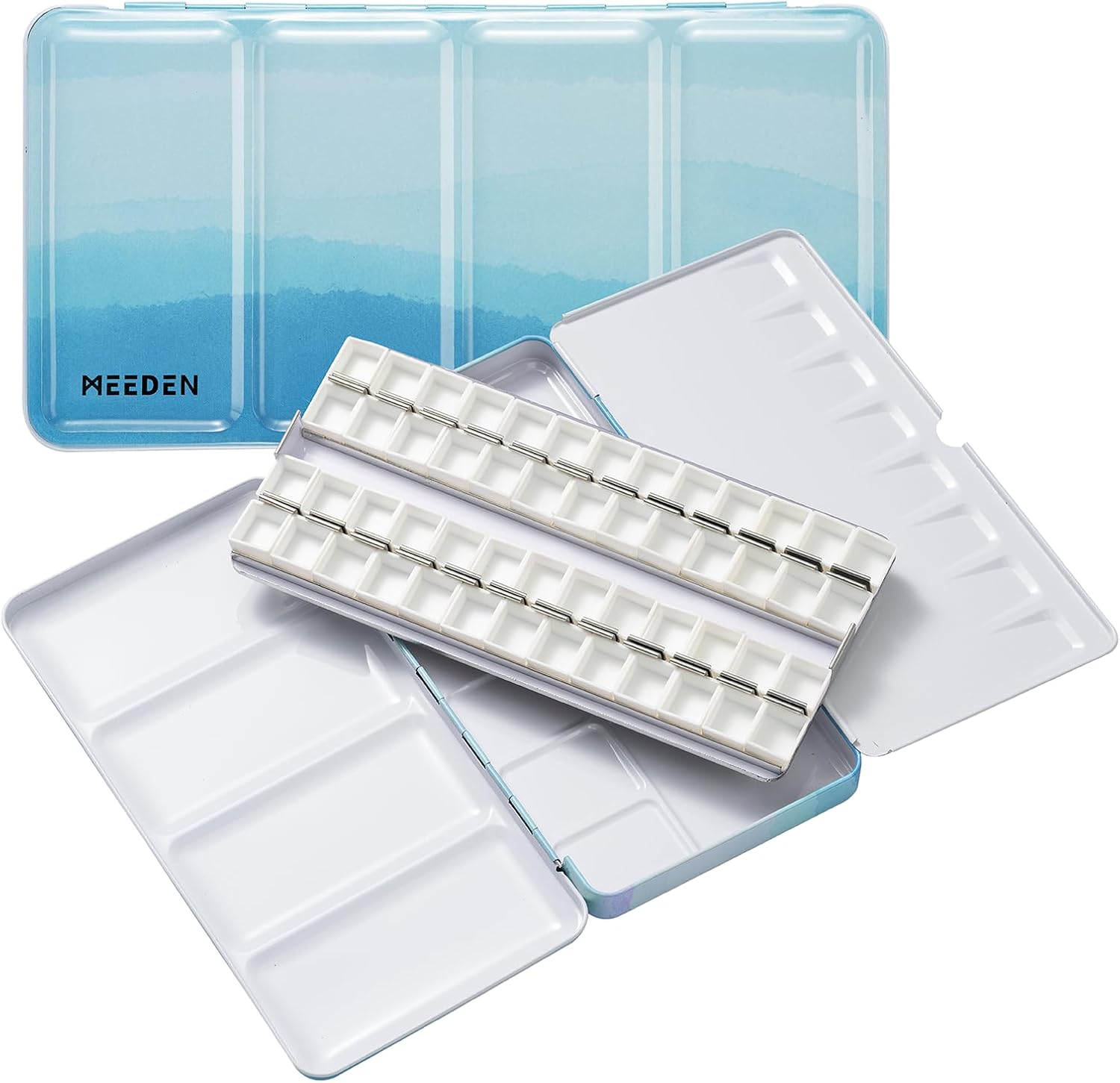 MEEDEN Empty Watercolor Paint Palette: Travel Water Color Palette Tin with 12 Half Pans - Portable Metal Palette Tin Box for Artist Student Adults (Yellow)