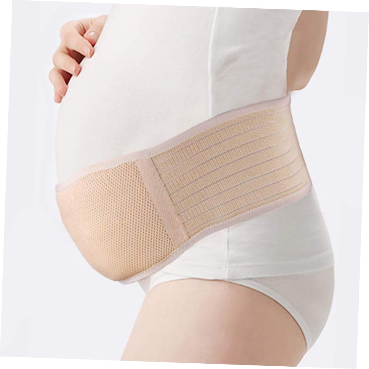 Maternity Belly Belt and Abdomen Support Band Beige Free Size Breathable Waist Care Back Brace Pregnancy Protector for Women Prenatal and Postpartum Lower Abdomen Comfort image number 1