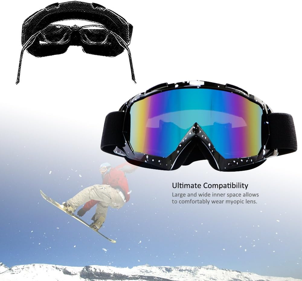 Motorcycle Goggles Dirt Bike Goggles 4-FQ Motocross Goggles Windproof Dustproof Scratch Resistant Ski Goggles Protective Safety Glasses PU Resin(Color Lens Marble Black Frame) image number 4
