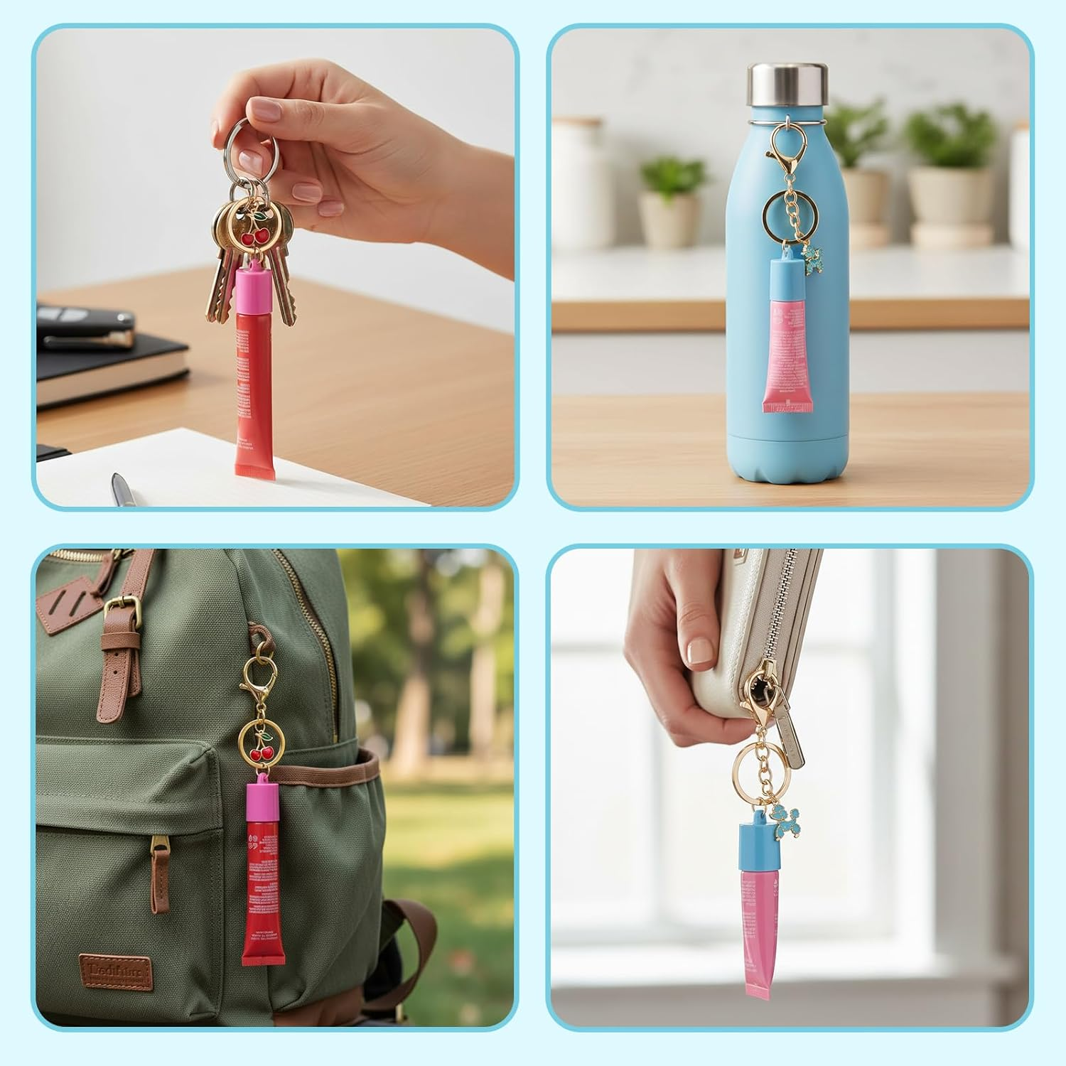 Lip Balm Cap Keychain Replacement (Compatible with Multiple 0.35-0.5Oz Tubes)- SZTTY image number 1