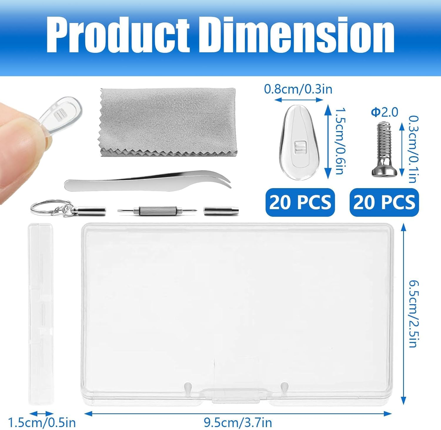 Eyeglass Nose Pads, 10 Pairs anti Slip Glasses Nose Pads, Soft Silicone Air Chamber Nose Pads for Replace Nose Pads and Repair Glasses (15Mm) image number 6