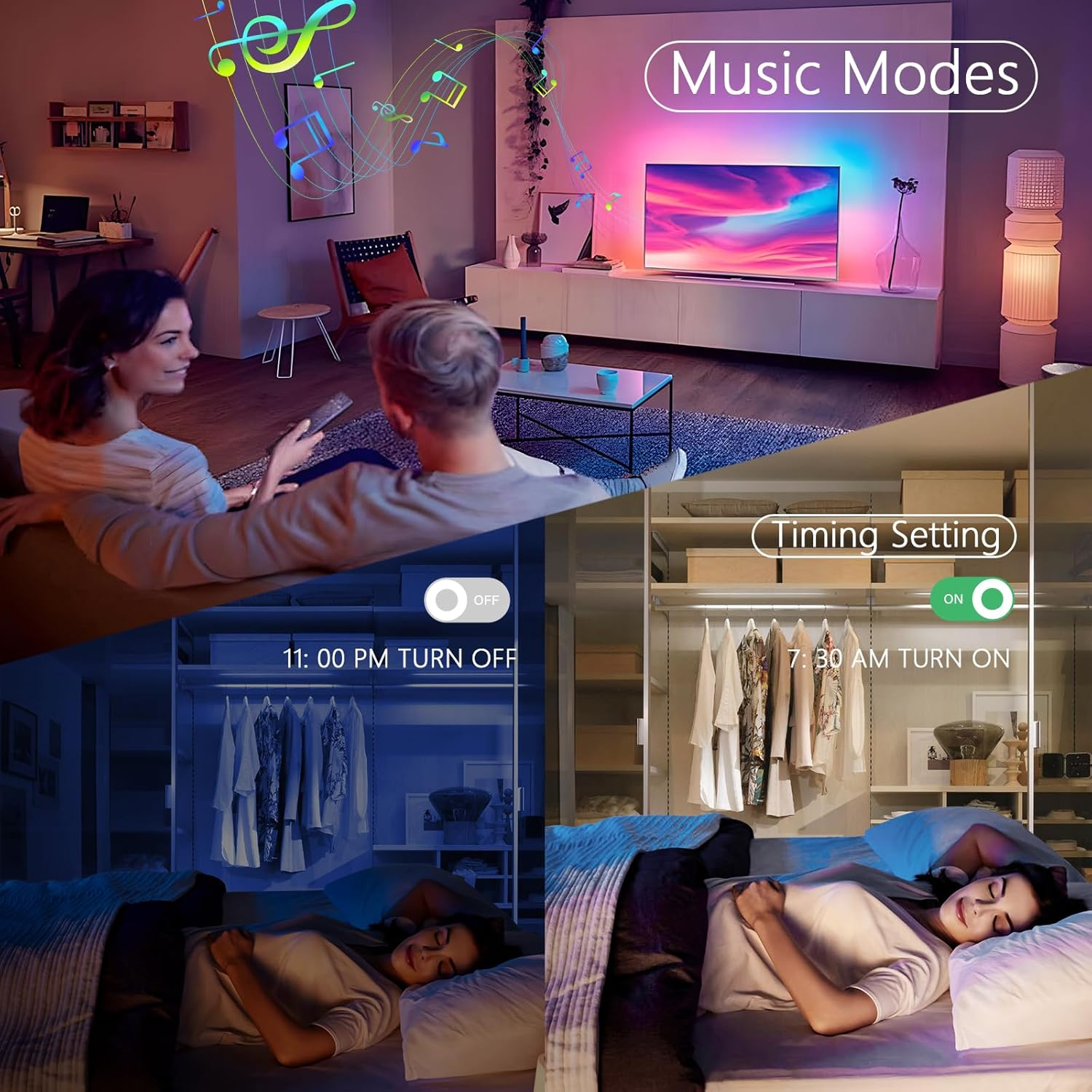 Liwqolx 4M LED TV Strip, RGBIC LED Strip Light for 50-70 Inch TV, Smart LED Strip with APP and 2.4G RF Remote Control, USB Integration IC Lighting for Bedroom/Christmas Decoration image number 1