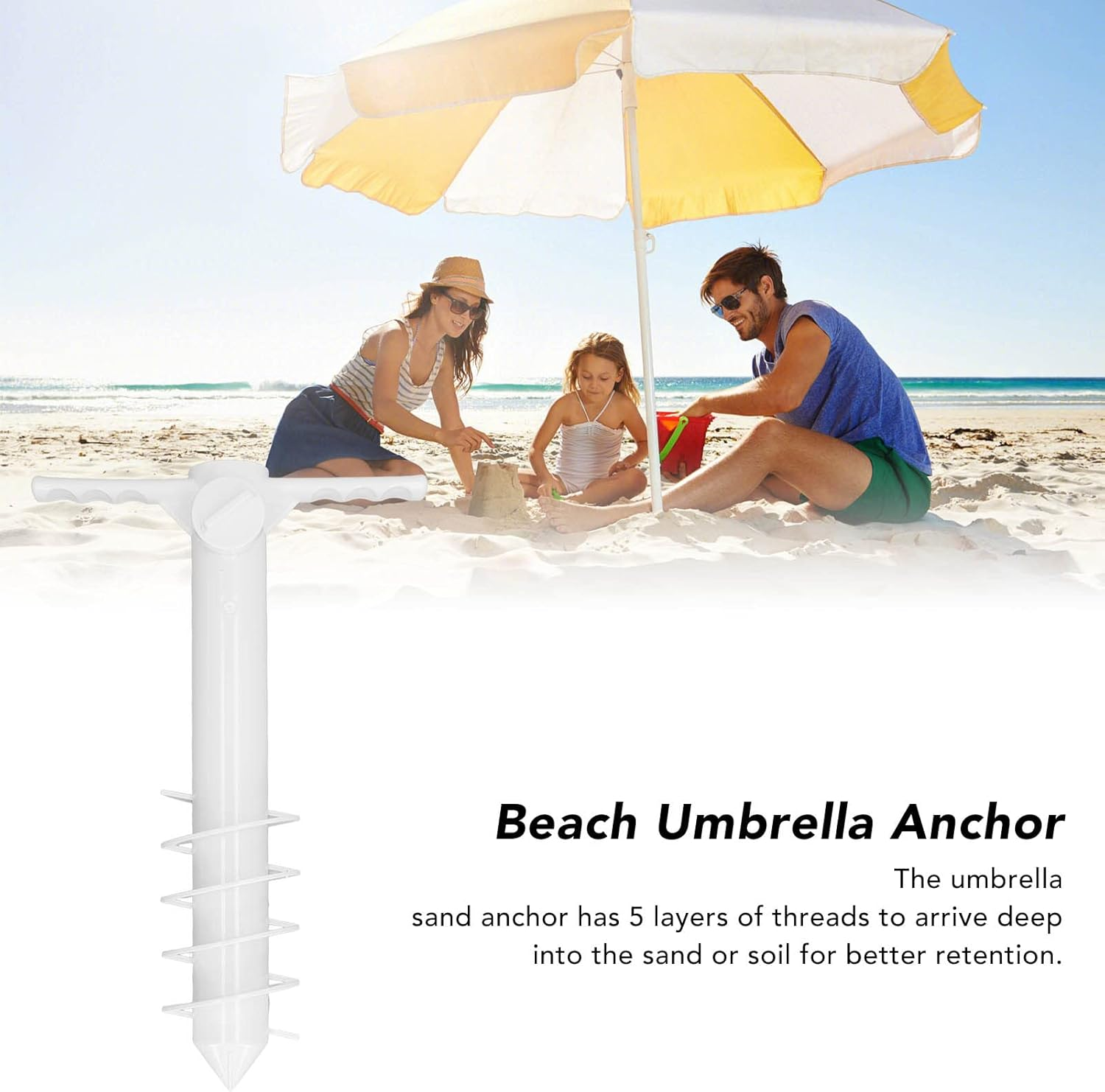 Beach Umbrella Anchor Strong Wind Resistant Heavy Duty Outdoor Umbrella Stand Holder with 5 Tier Screws Portable Umbrella Stand Holder for Beach image number 4