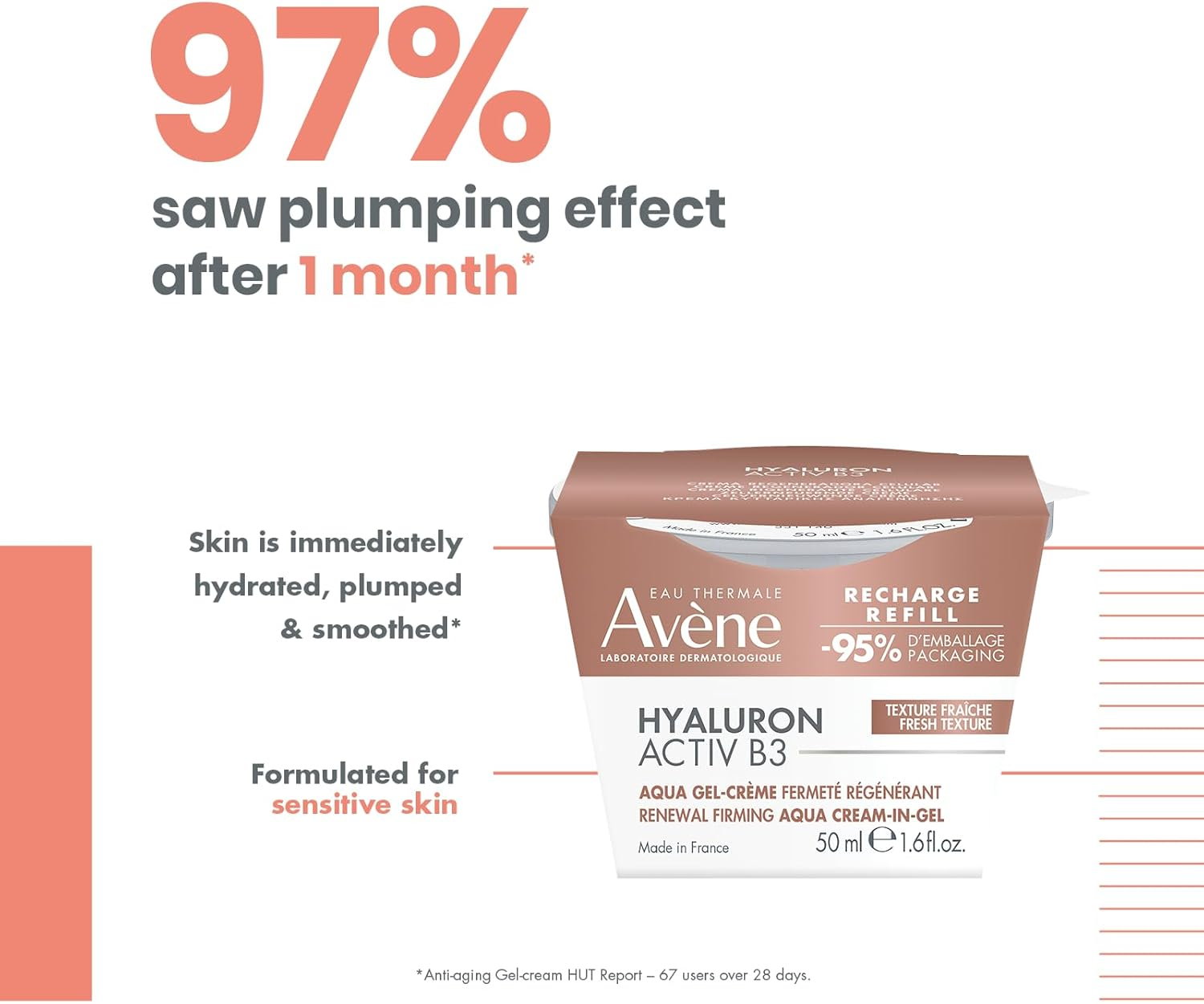 Eau Thermale Av&egrave;ne Hyaluron Activ B3 Renewal Firming Aqua-Cream-In-Gel Refill 50Ml - Hyaluronic Acid & Niacinamide Moisturiser image number 3
