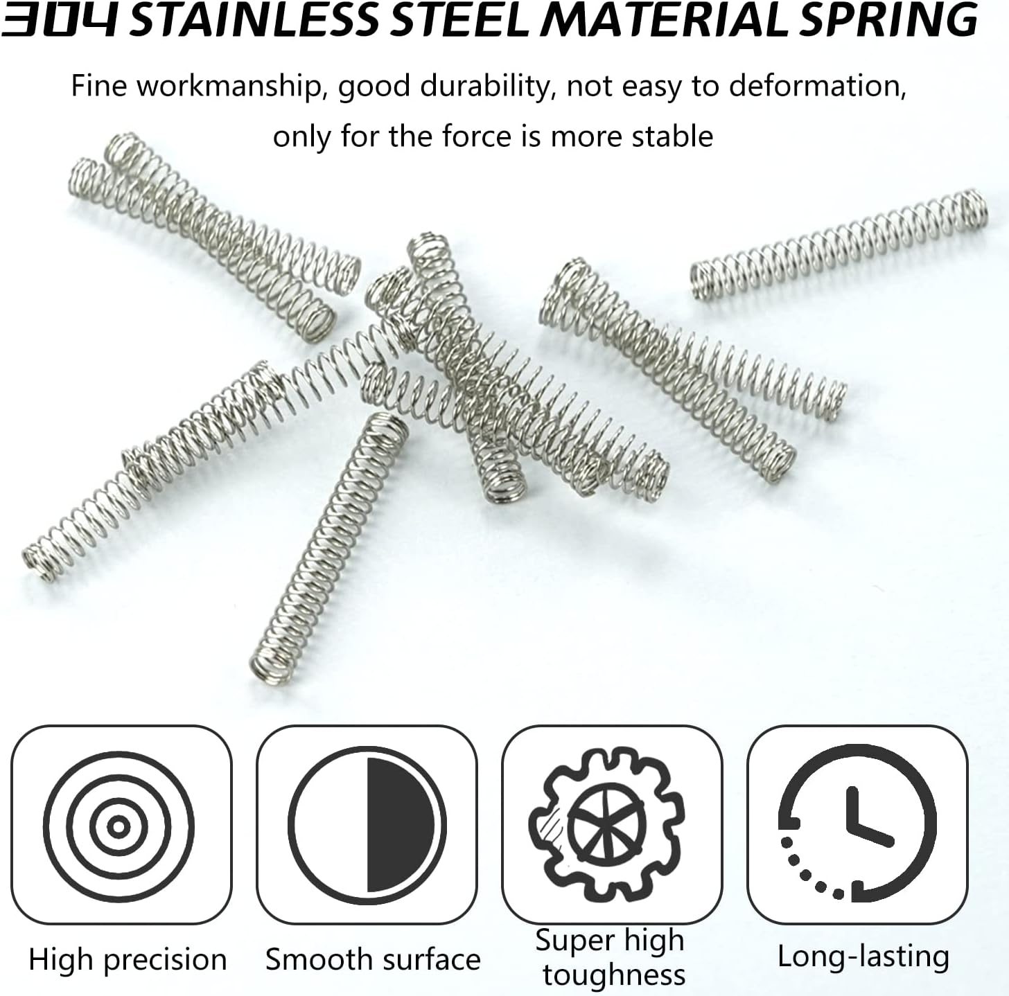 EKIND 25N Compression Spring, Wire Dia 0.5Mm, Outer Dia 3Mm, Free Length 25Mm, Compression after Length 8Mm, Spring Steel Extended Coil Suitable for Light Industry DIY (10Pcs, Silver) image number 2