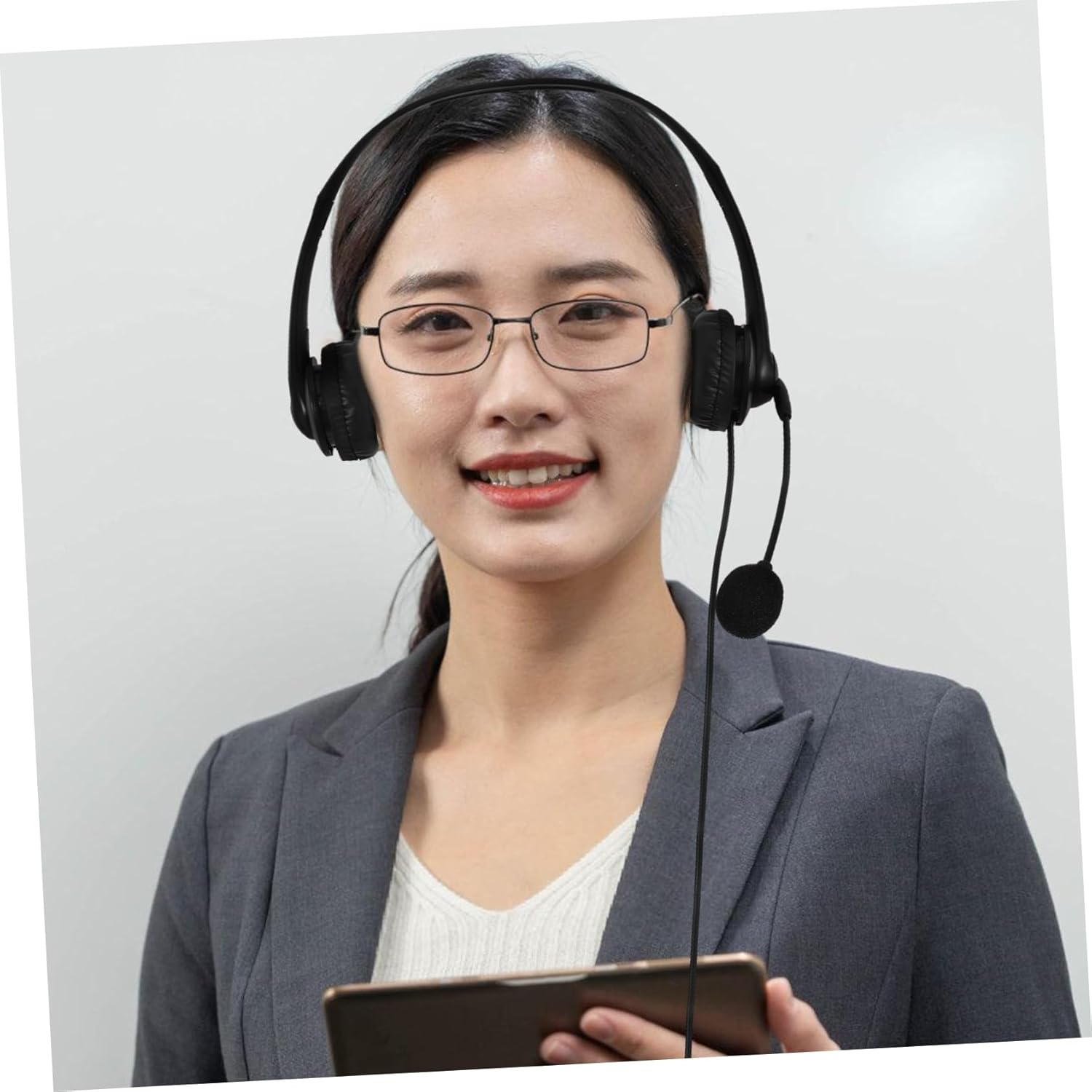 Tofficu Noise Cancelling Headphone with Microphone Office Headset with Conversation and Volume Control for Work Calls and Online Classes in Black