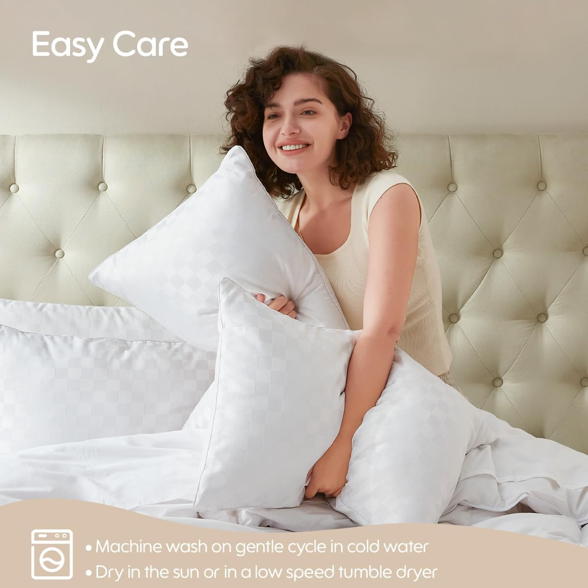 Swandream King Size Pillows 2 Pack, Soft and Skin Friendly down Alternative Pillow Set of 2 for Sleeping, Breathable Pillow for Back, Stomach or Side Sleepers, 20 * 36 Inches image number 5