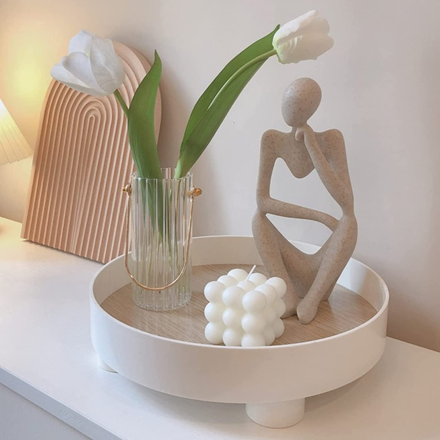 Thinker Statues and Sculptures, Resin Thinker Statue Ornaments, Abstract Style Sculptures, Housewarming Gifts, Housewarming Decorations, Living Room Dining Desk Decorations(Black Right, Large) image number 1