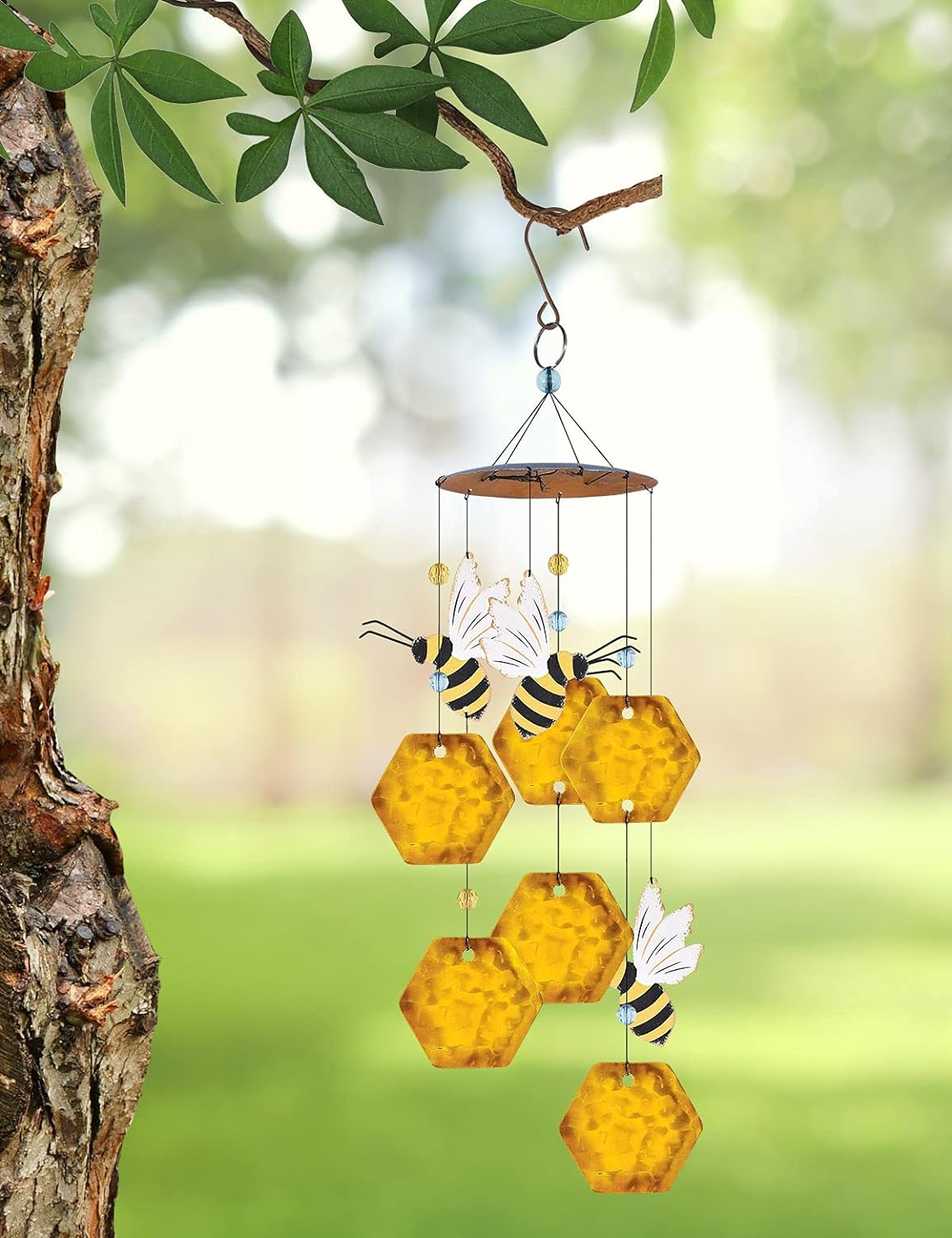 Sunset Vista Designs 93651 Country Garden Collection Wind Chime, Bee Honeycomb, 17-Inch Height