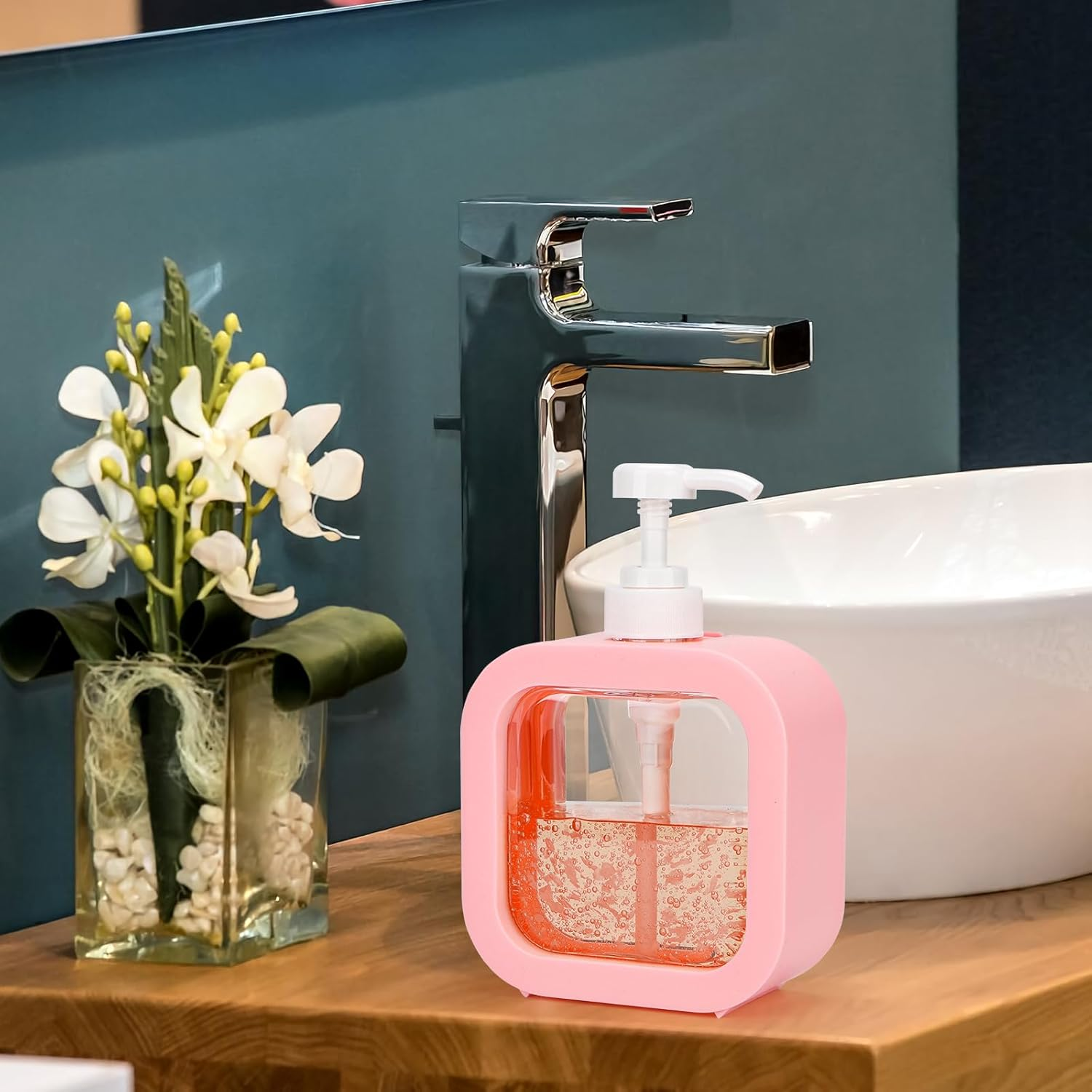 Segbeauty Shampoo and Conditioner Dispenser, 2Pcs 500Ml Dishwashing Liquid Dispenser, Pump Bottle with Labels, Empty and Refillable, in Plastic (Pink) image number 5