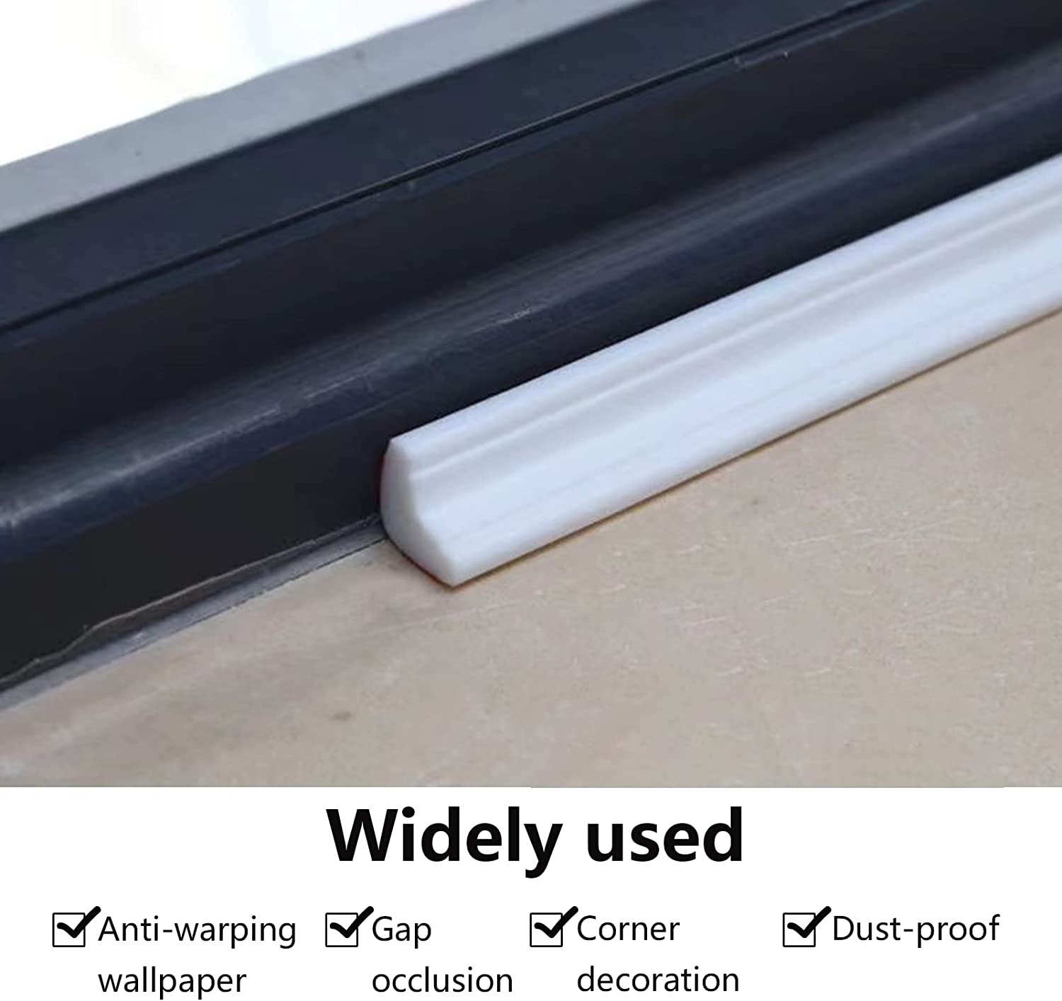 Flexible Molding Trim, TPE Self Adhesive Quarter round Molding Strip, Wall Corner Decoration Tile Trim for Bedroom Kitchen Renovation (White, 5M 12X9Mm) image number 6