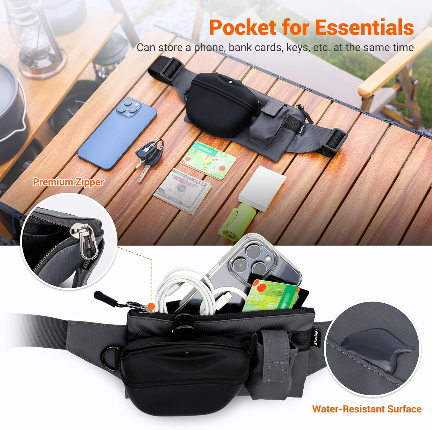 2 in 1 Dog Treat Pouch for Training,Upgrade Treat Pouch for Leash with Removable Clip on Silicone Treat Bag & Built-In Poop Bag Dispenser,Waist Belt Fanny Pack for Pet Puppy Training Walking Hiking image number 4