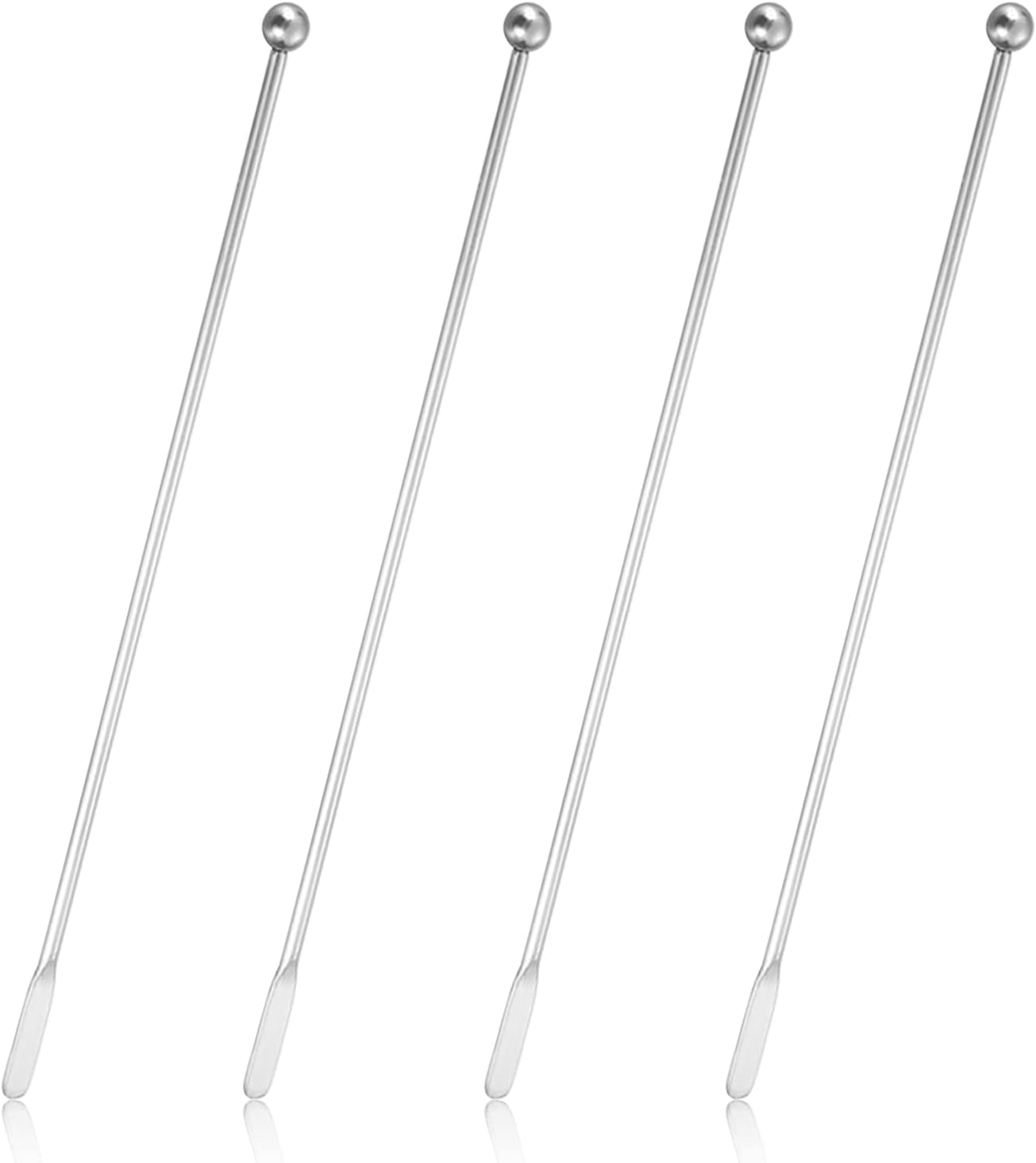 4Pcs Stainless Steel Stirrers Stir Cocktail Drink Swizzle Stick, 7.5'' Beverage Stirrers Metal with Small Rectangular Paddles, Reusable Stir Sticks for Coffee Bar Chocolate Milk (Silver) image number 3
