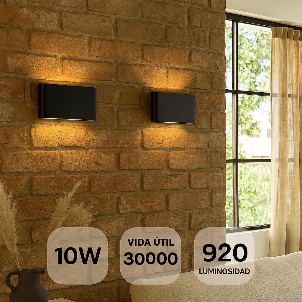 M Ledme LED Wall Light 10W Warm Light 3000K Waterproof IP54 Modern Design for Garden, Patio, Entryway and Patio