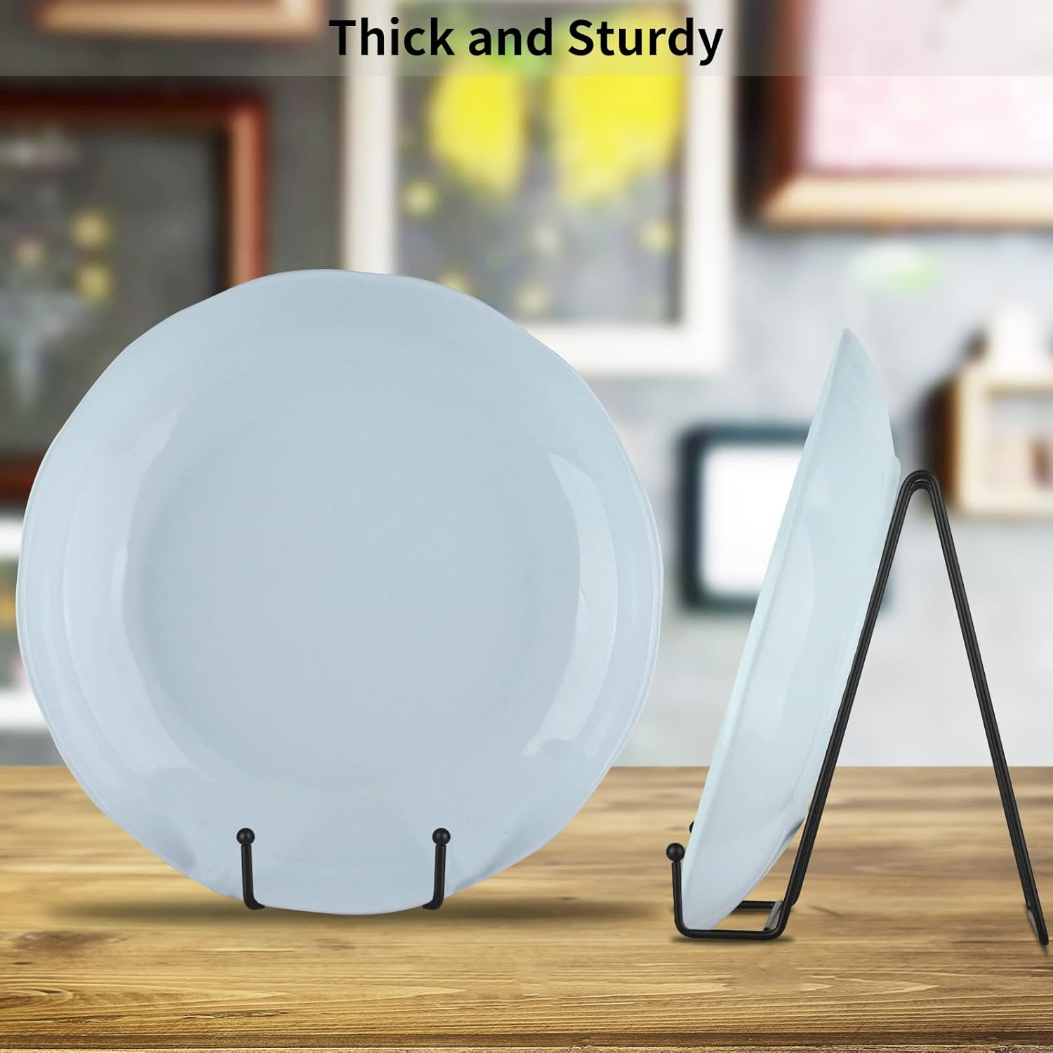 Ibosins 5 Pack 8 Inch Plate Holder Display Stands, Large Metal Black Frame Stand for Picture, Book, Photo Easel, Creation, Collectibles image number 6