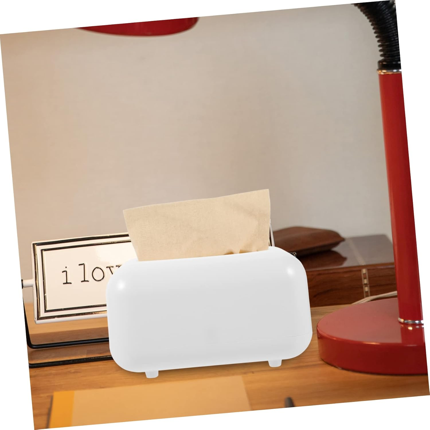 Luxshiny Desktop Tissue Holder Tissue Box Cover Refillable Wipes Container Chic Napkin Box Home Storage image number 1