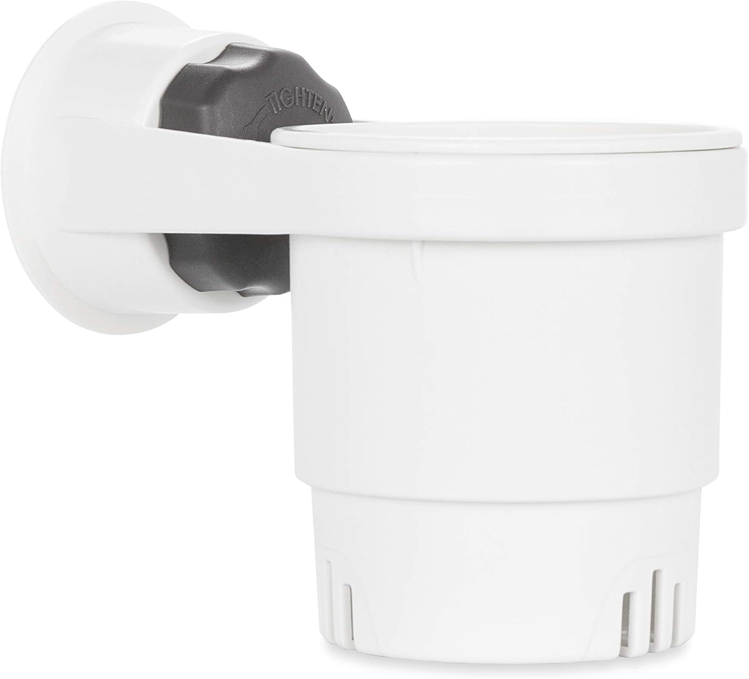 Camco Cup Holder with Mechanical Suction Cup - Provides a Secure Location for Your Beverage - Compatible with Most Cups, Cans, Bottles and Tumblers - White (53084) image number 1