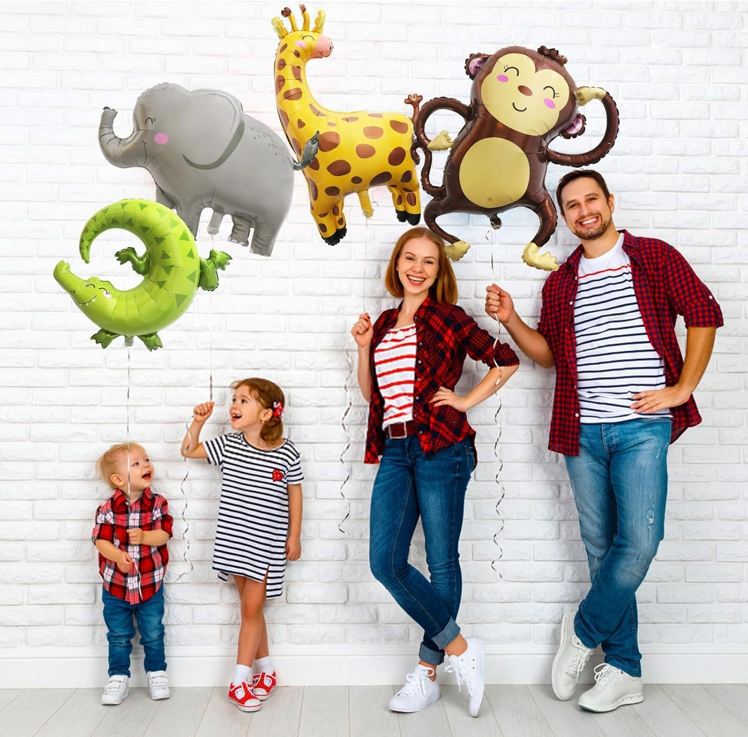 PQCLXUYA Foil Balloon Animals,7 Pcs Jungle Safari Animal Balloons,3D Zoo Balloons for Children'S Birthday Decoration, Lion Leopard Elephant Giraffe Zebra Monkey Crocodile Animals Balloon Party image number 1