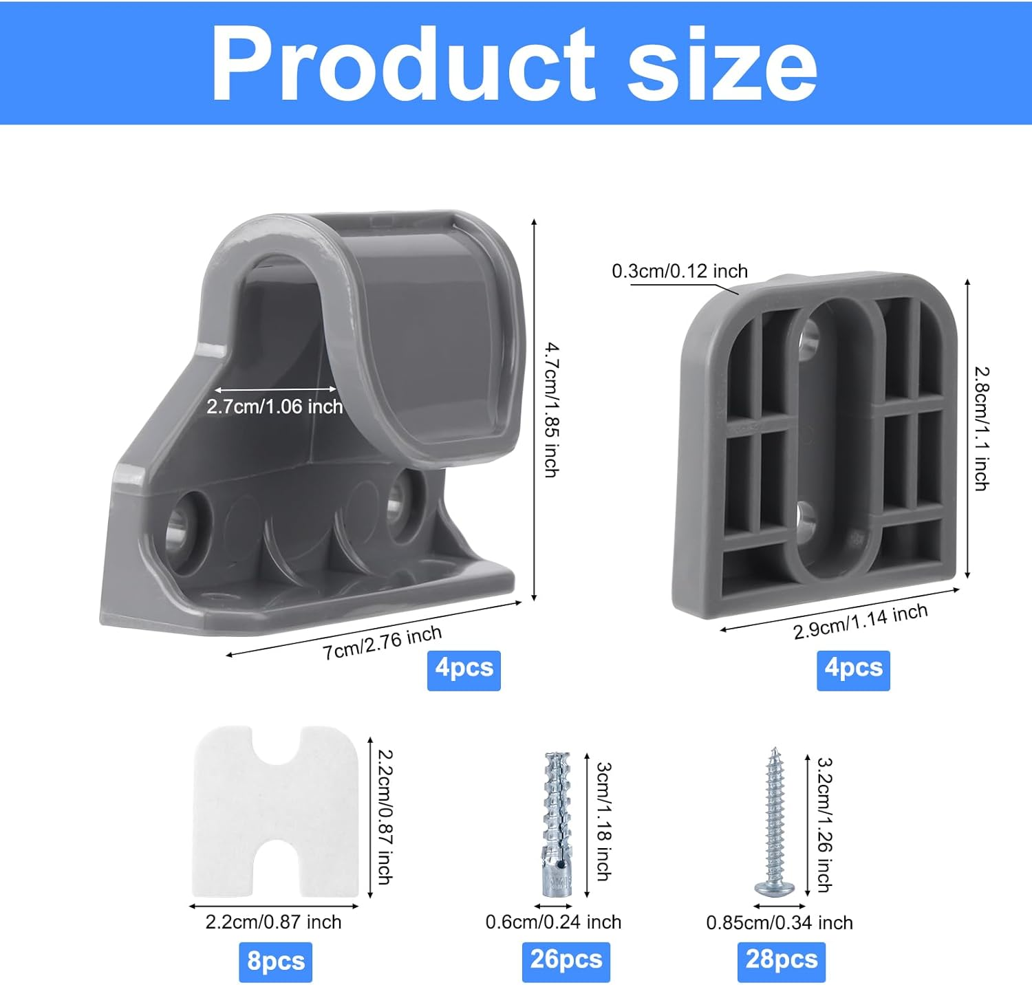 70Pcs Baby Gate Replacement Parts, Retractable Baby Gate Parts Baby Gate Extender Baby Gate Mounting Kit for 55" W X 33" H Baby Gate image number 3