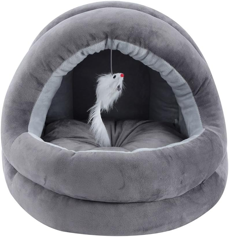 Paws & Claws Plush Velvet Cat Cave, Grey, 42 X 40 X 38 Cm Size image number 1