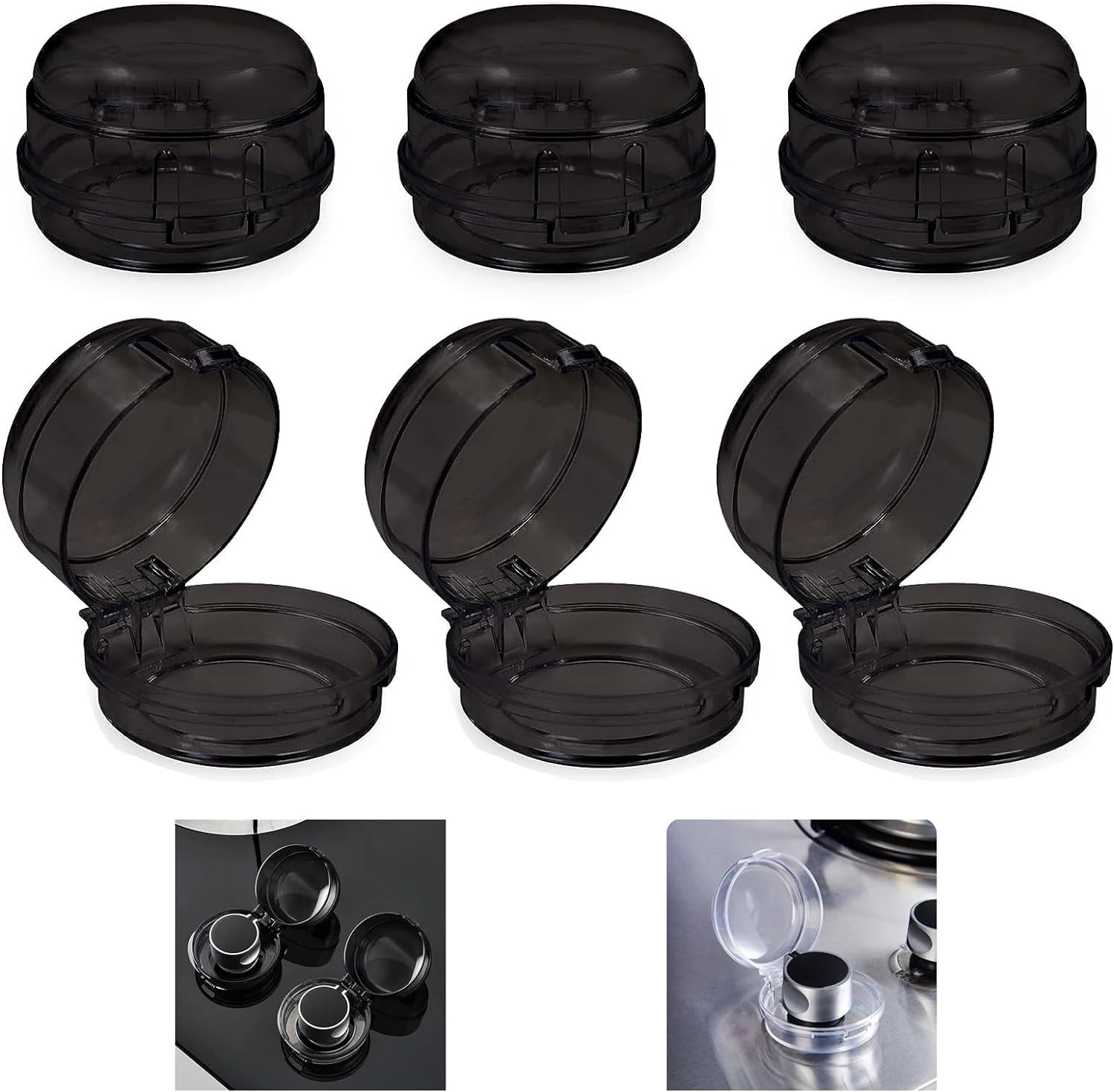 Universal Gas Knob Covers Upgraded - Gas Stove Knob Covers, Clear Child Safety Oven Knob Cover Lock Stove Protector for Kids Stove Guard (Black 6 Pieces) image number 4
