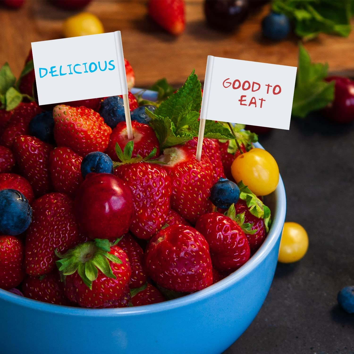 200Pcs Kraft Toothpick Flags, White Mini Food Labels Flags for Party Food, Cupcake Decoration, Cheese Label, Fruit Salad image number 2