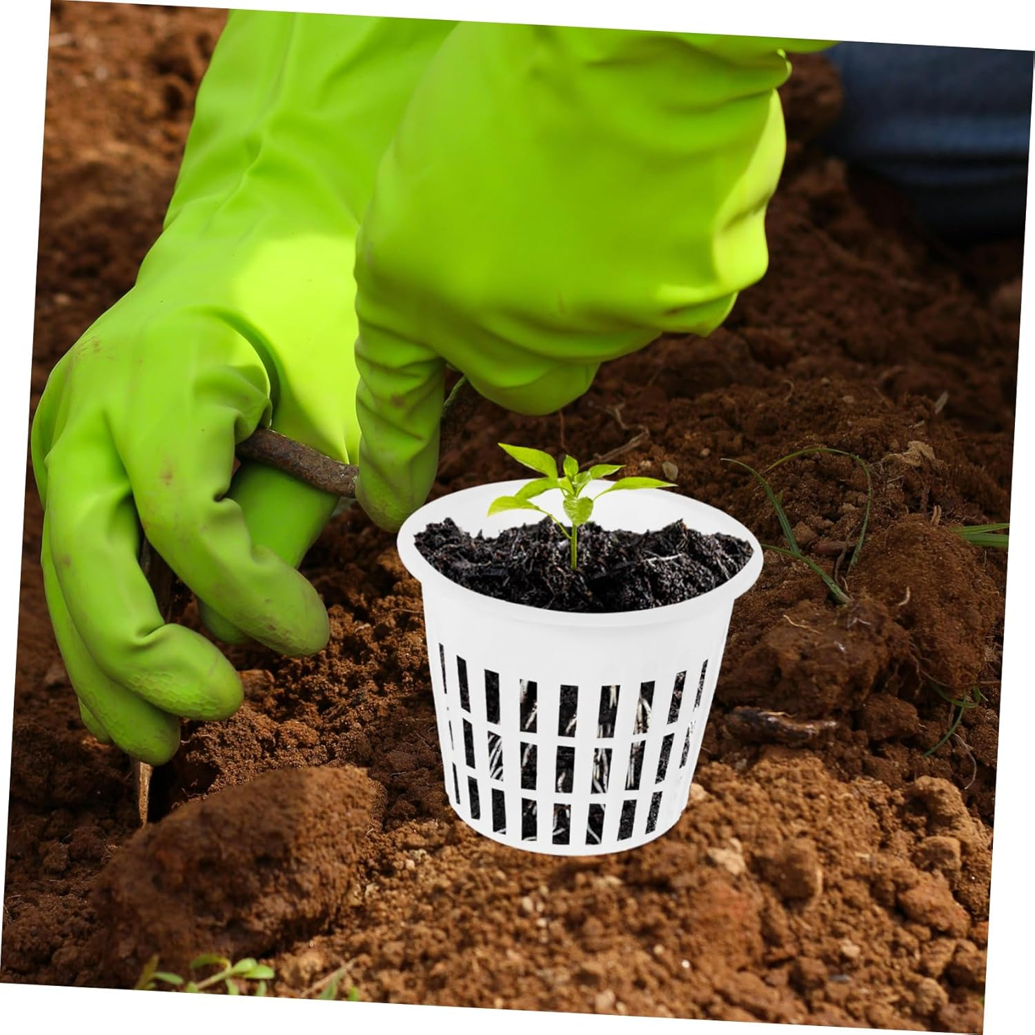 CIYODO 10Pcs White Plastic Net Pots Hydroponic Mesh Nursery Baskets for Small Orchids and Indoor Plants Root Control Aerated Planting Baskets for Home Gardening image number 1