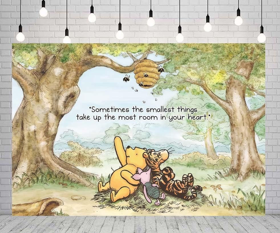 7X5Ft Classic Winnie Bear Backdrop 100 Acre Hundred Acre Wood Background for Baby Shower Birthday Party Photo Props Booth