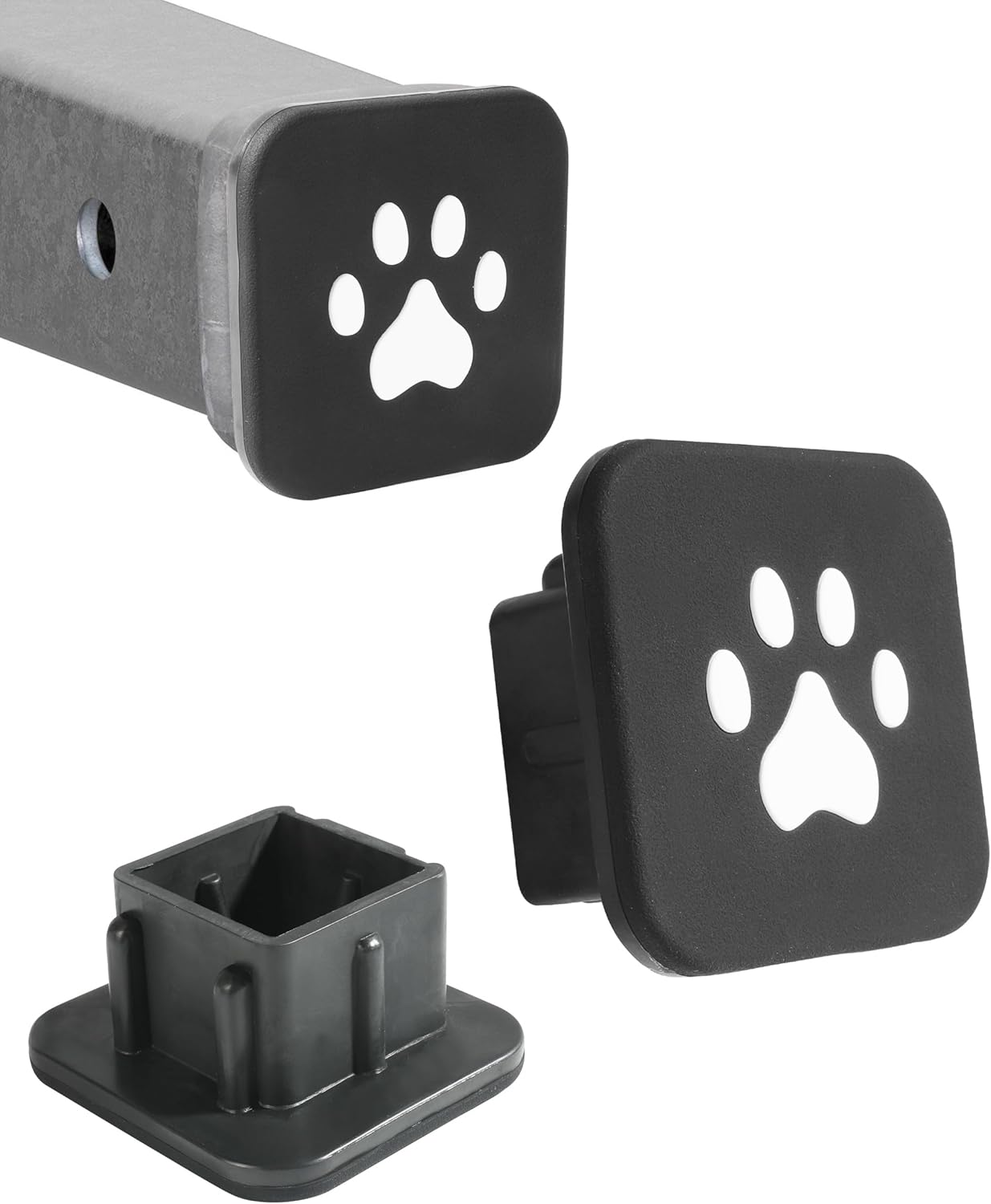 Hitch Cover,Car Accessories Trailer Hitch Covers,Tow Hitch Covers,2 Inch Receiver Hitch Cover,Rubber Heavy Duty Trailer Hitch Tube Cover Plug,Suitable for Most Cars Trucks ATV (Black)