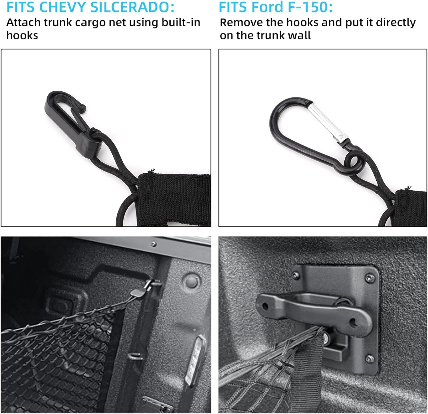 Cargo Net Stretchable, Car Exterior Accessories, Adjustable Elastic Trunk Storage Net with Hook for Suvs, Cars and Trucks（Black image number 4