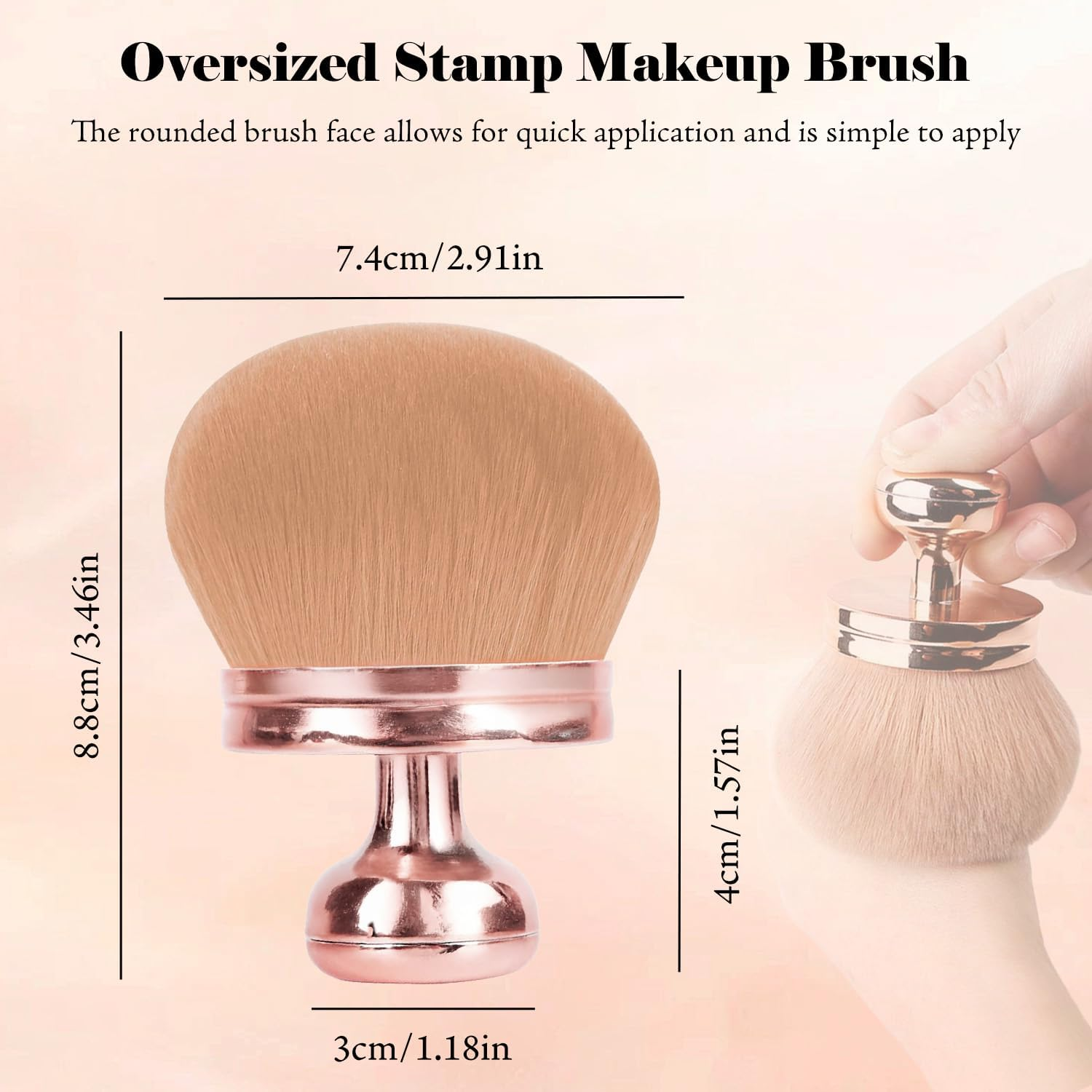 TORMEN Extra Large Body Makeup Brush &ndash; 74Mm Kabuki Foundation Powder Brush for Face and Body Soft Synthetic Bristles (Rose Gold) image number 1