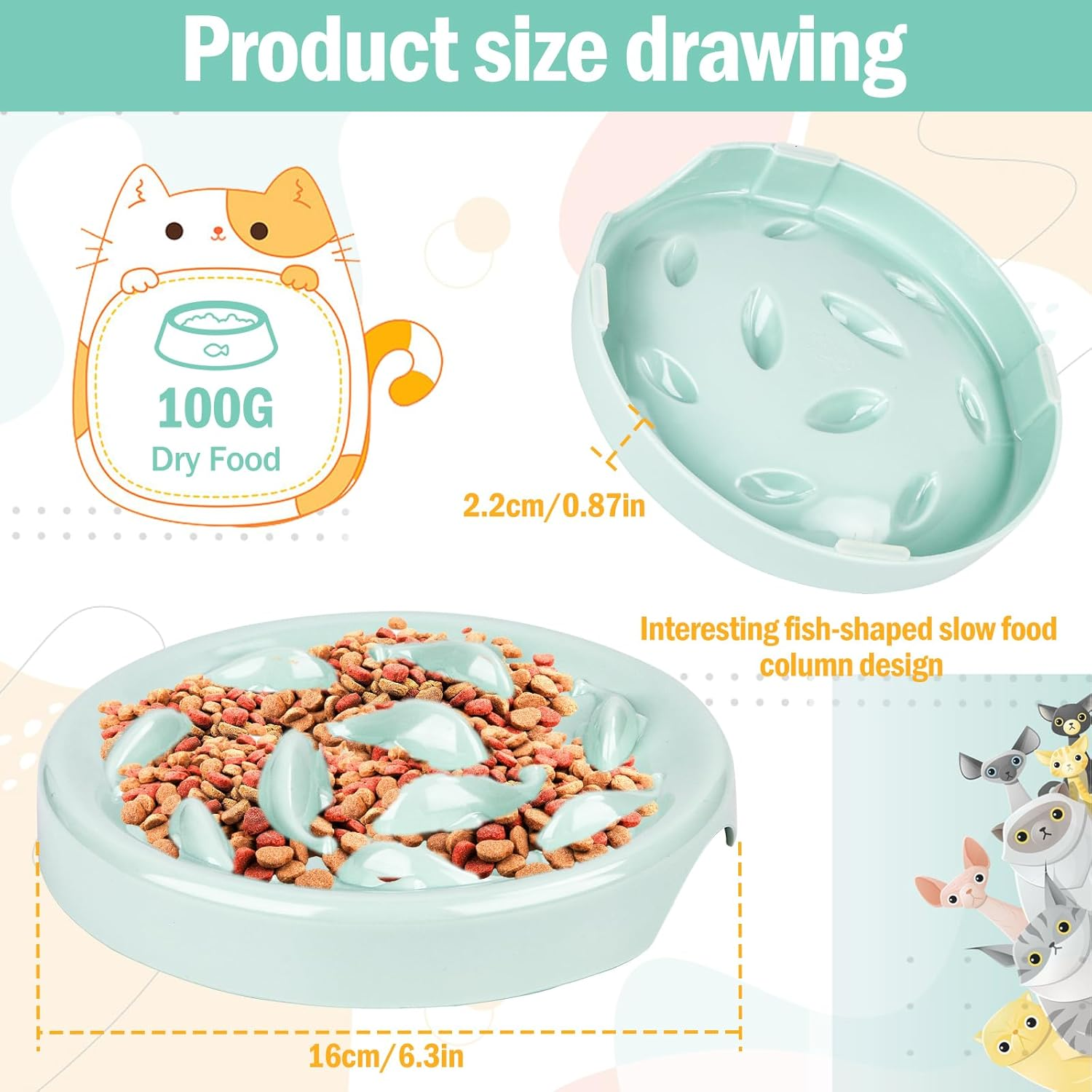 Anti-Sling Bowl, Cats, Anti-Slinging Bowl, Dogs, Anti-Slinging Bowl, Cat Bowl, Non-Slip, Cat Bowl with Labyrinth Design for Extended Feeding Time image number 1