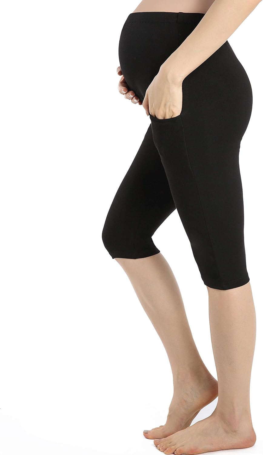 Ferrieswheel Story Maternity Shorts for Women Pregnancy Leggings Capri over Belly Pregnant Pants image number 7