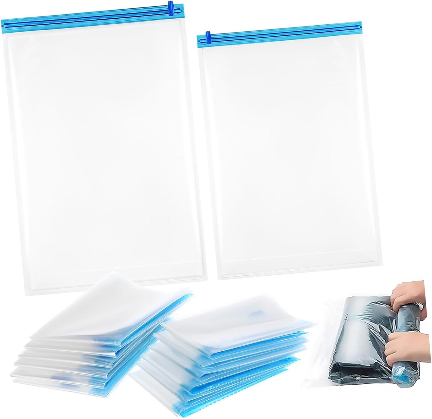 WHAMVOX 12Pcs Travel Vacuum Bags Compression Packing Bags for Travel up Compression Packing Space Saver Compact Kit image number 3